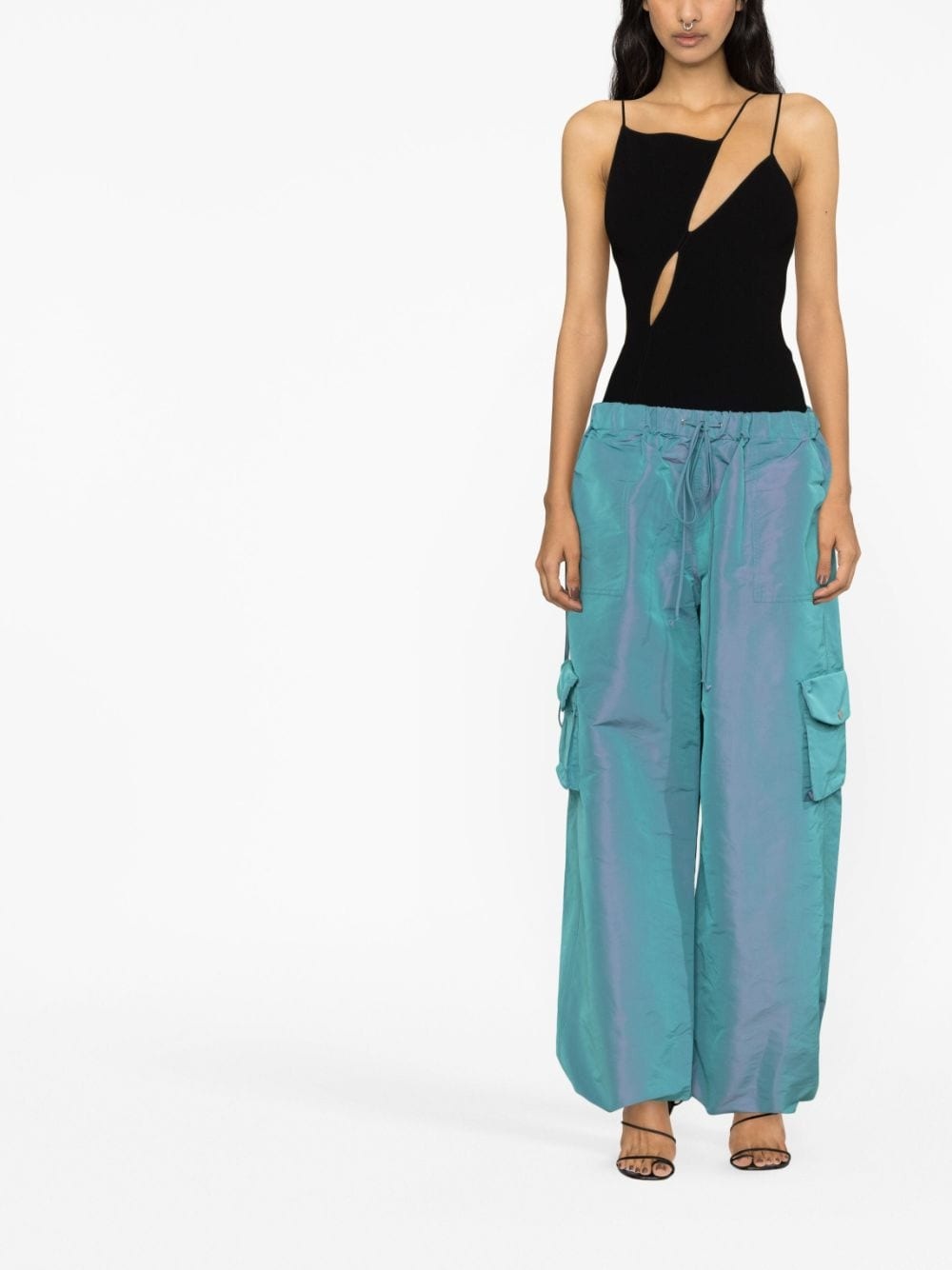 low-rise iridescent cargo pants - 2