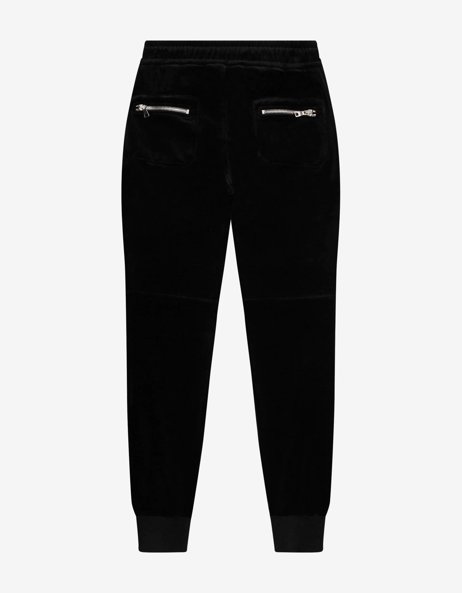Balmain Black Velvet Biker Sweat Pants - 2