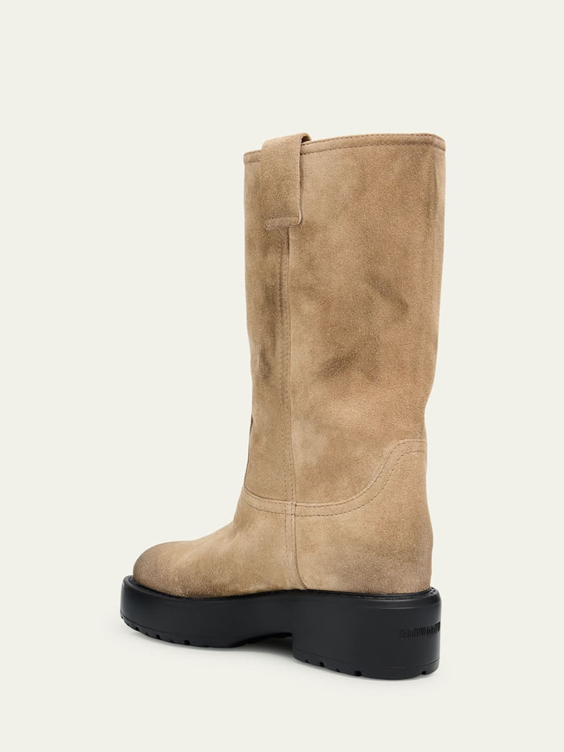 Miu Miu Suede Tall Moto Boots outlook