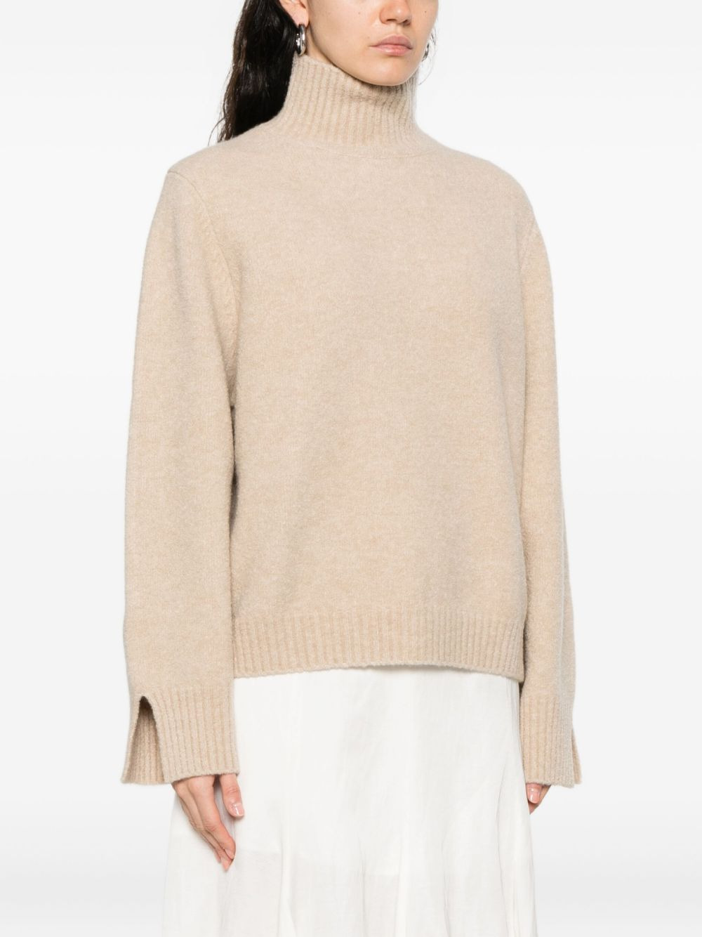 high-neck split-cuff sweater - 3