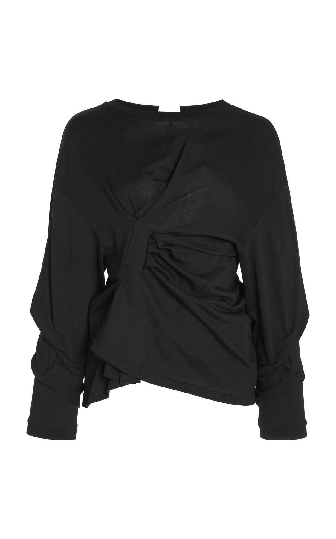 LONGSLEEVE KNOTTED JERSEY TOP BLACK - 6