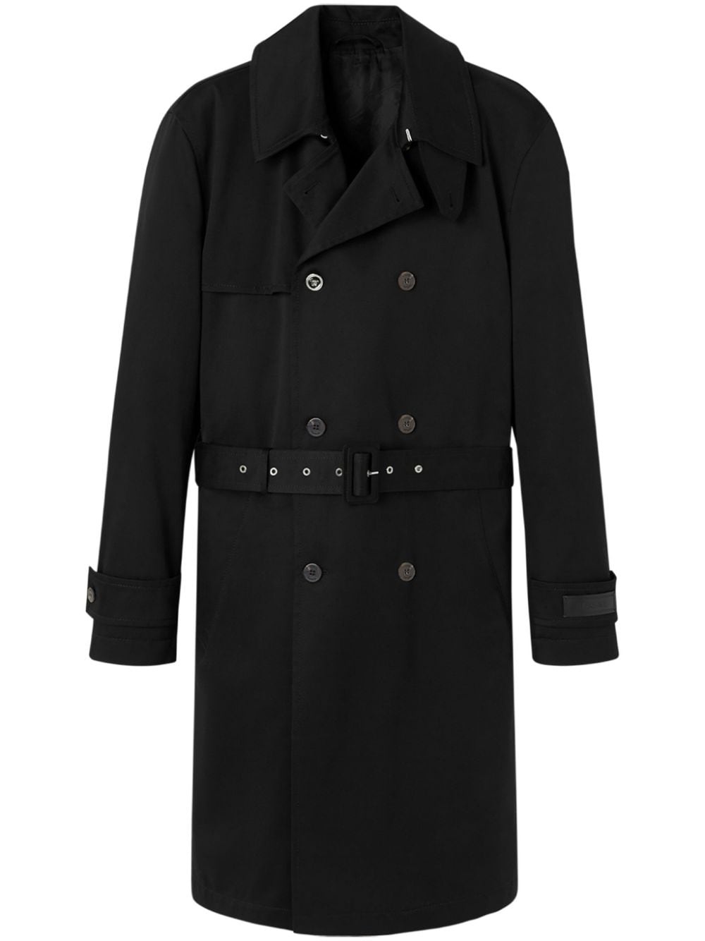 logo-patch double-breasted trench coat - 1