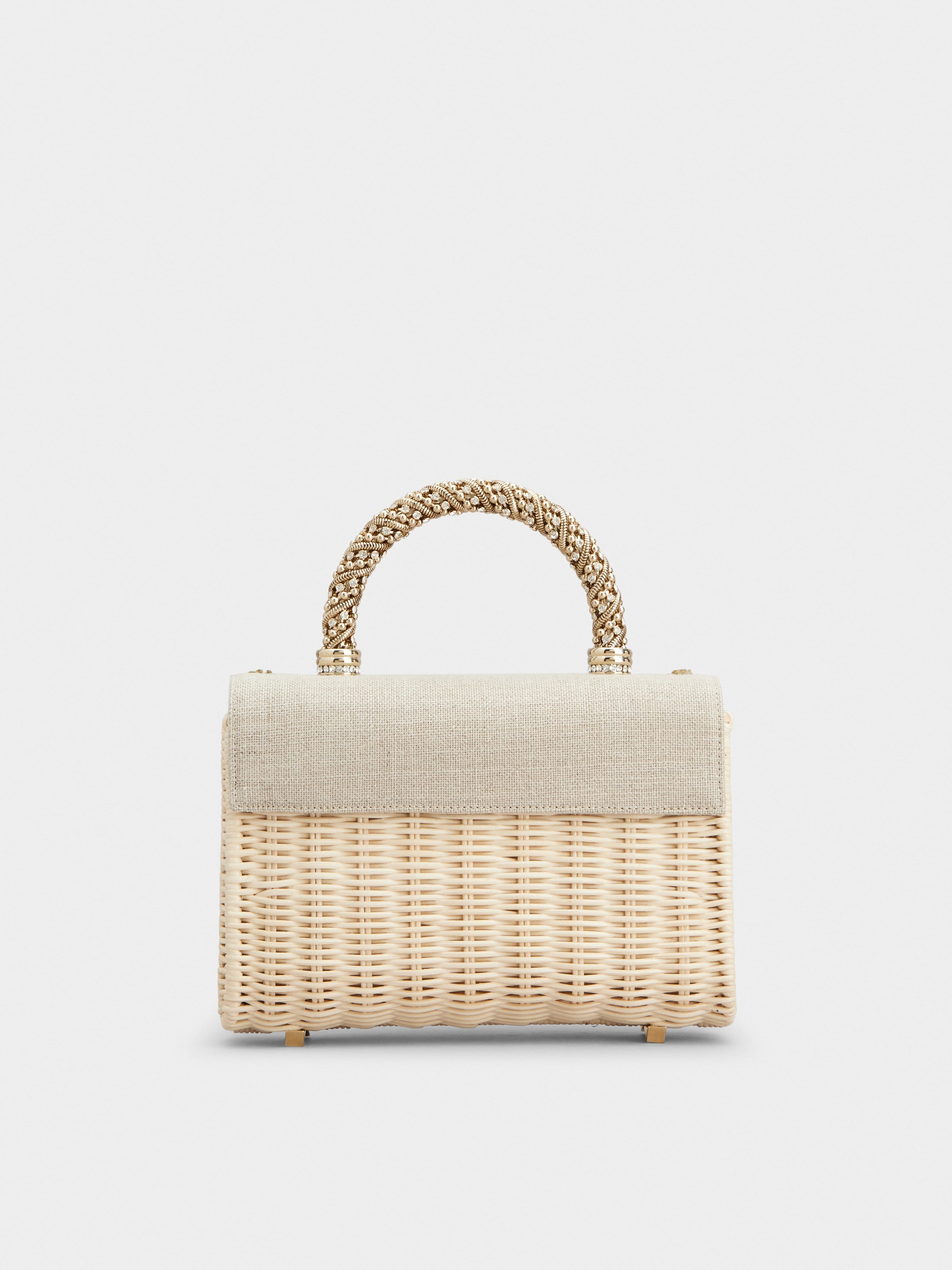 Jewel Efflorescence Mini Bag in linen and rattan - 4