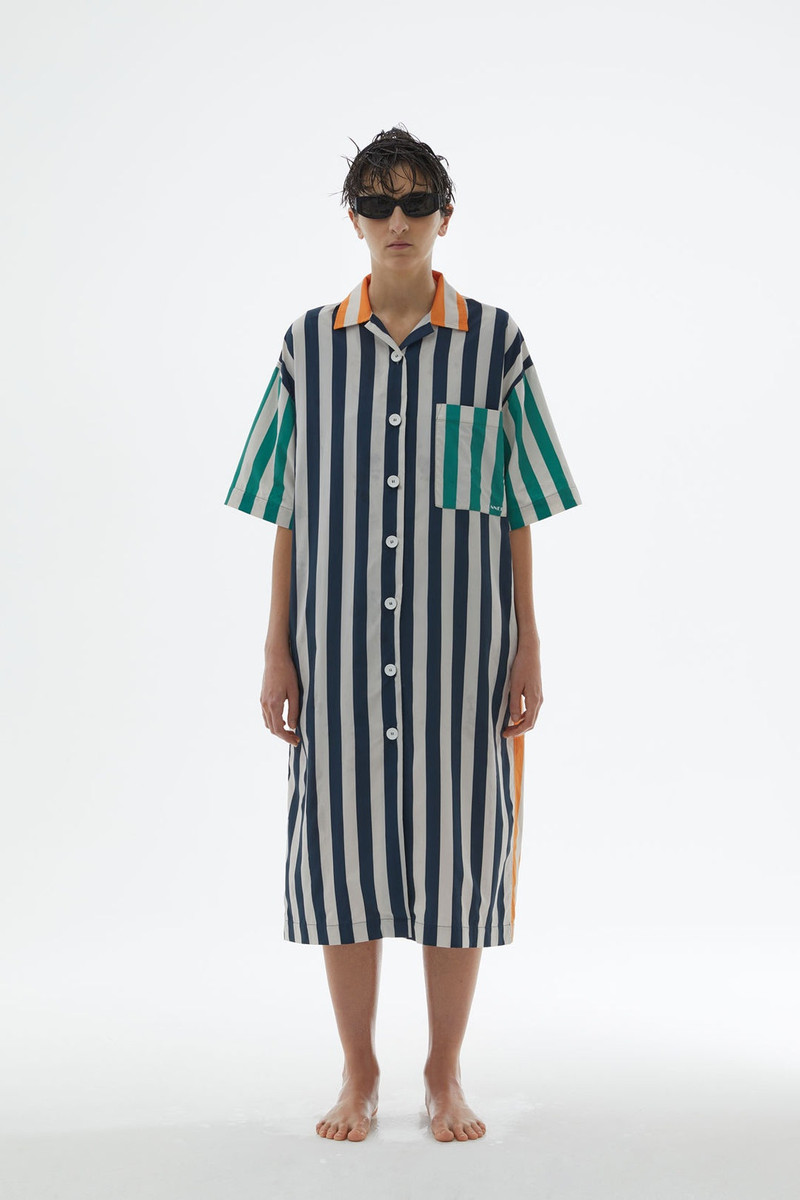 STRIPED NYLON SHIRT DRESS 5
