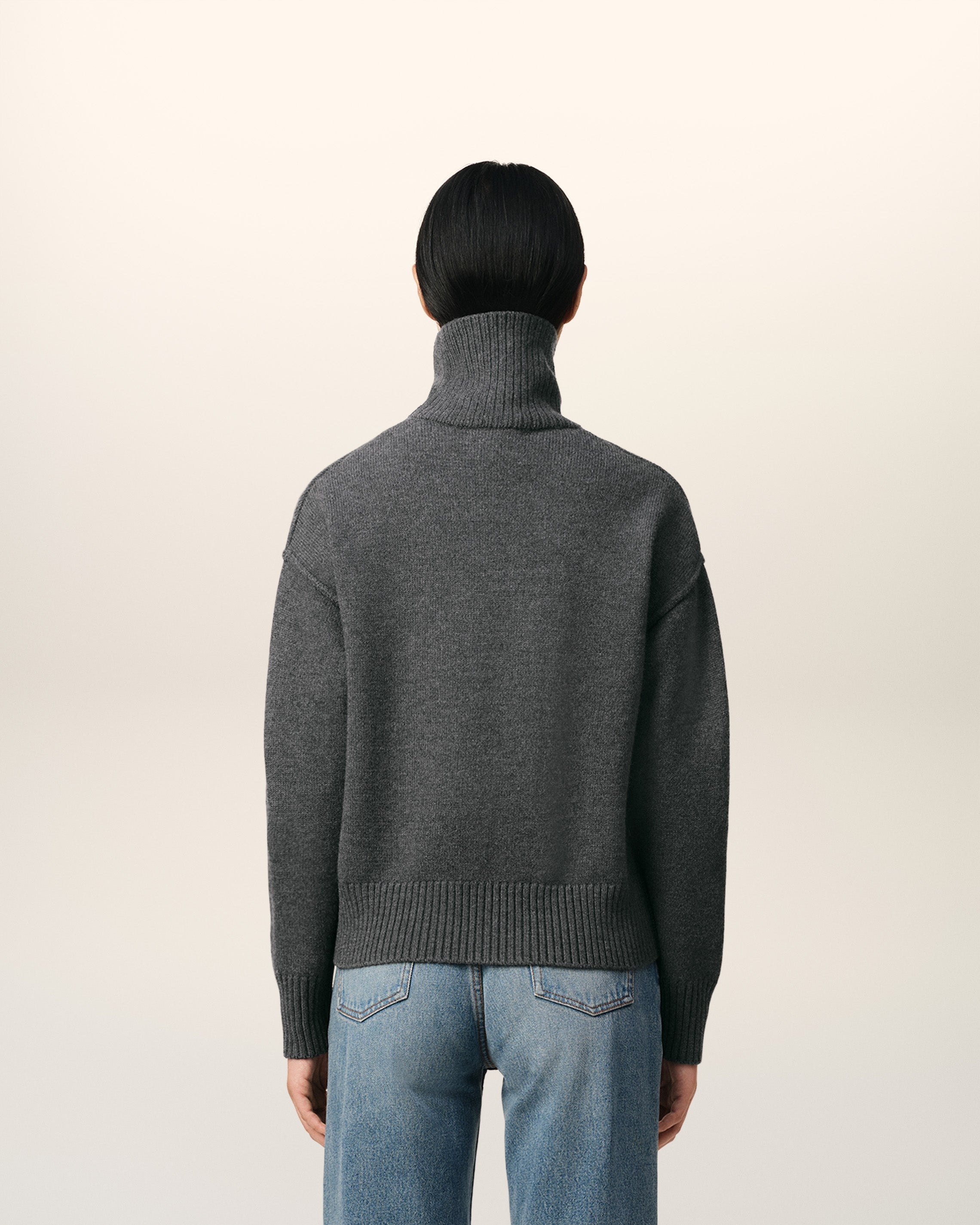 GREY WOOL AMI DE COEUR SWEATER - 5