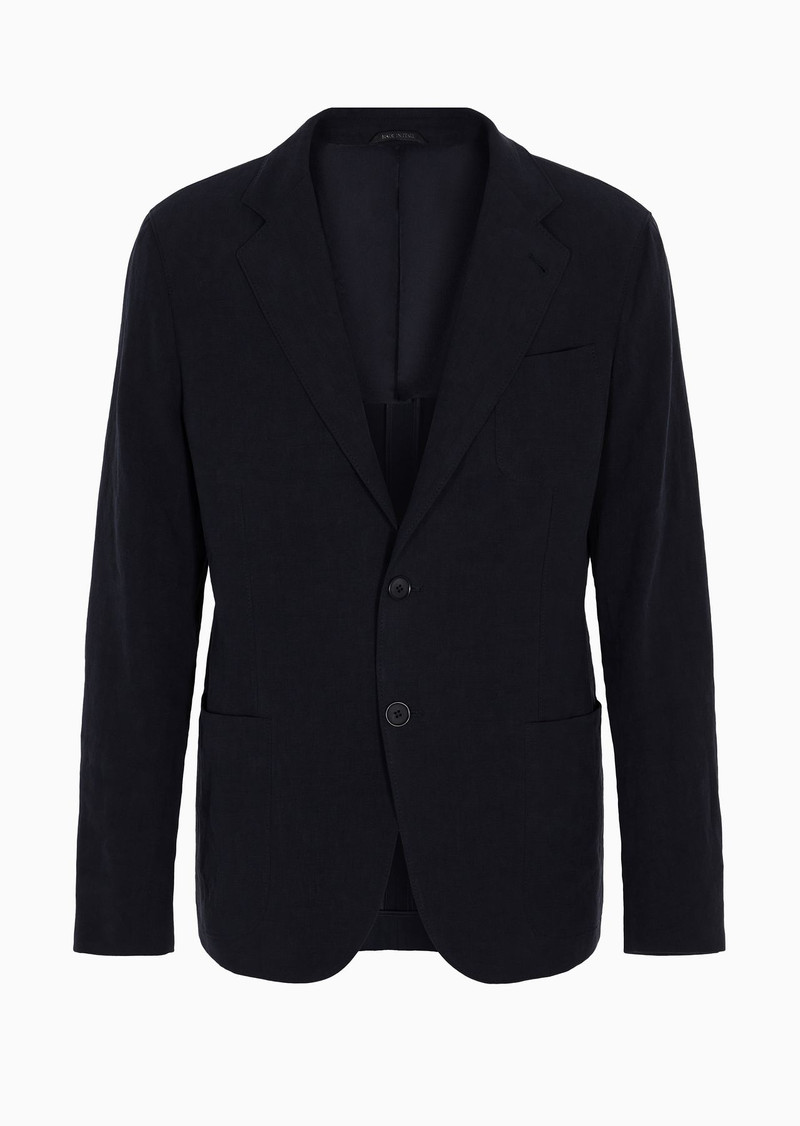 Upton line single-breasted jacket in pure linen canvas 1