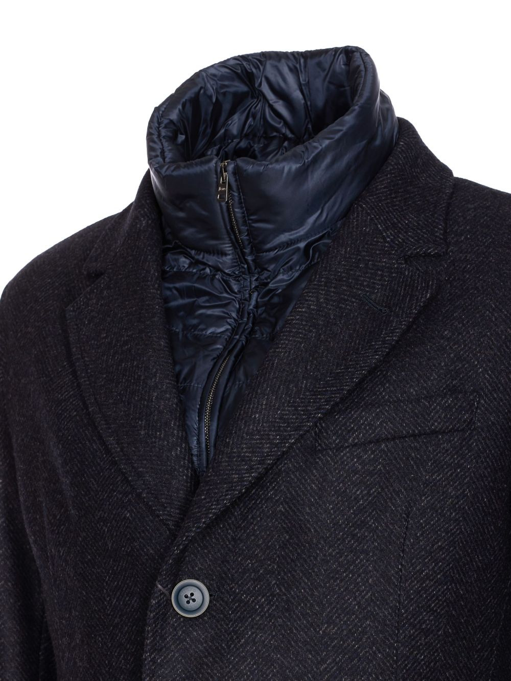 herringbone single-breasted coat - 3