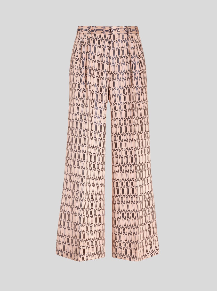 SILK JACQUARD TROUSERS - 1