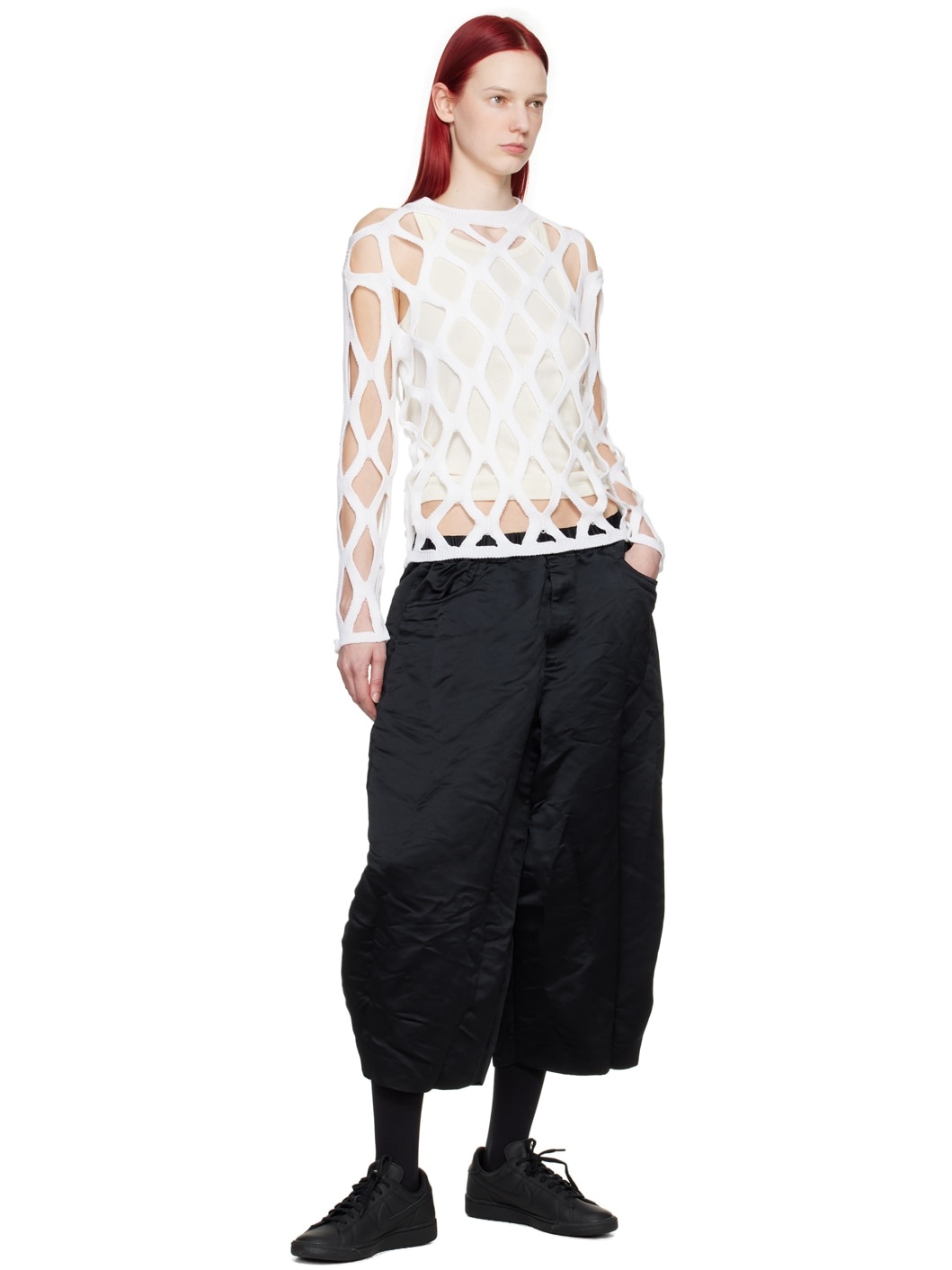 White Cutout Sweater - 4