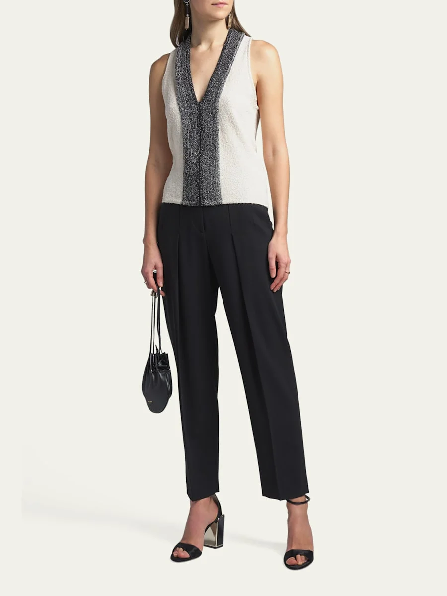 Metallic-Front Boucle Knit Tank Top - 1