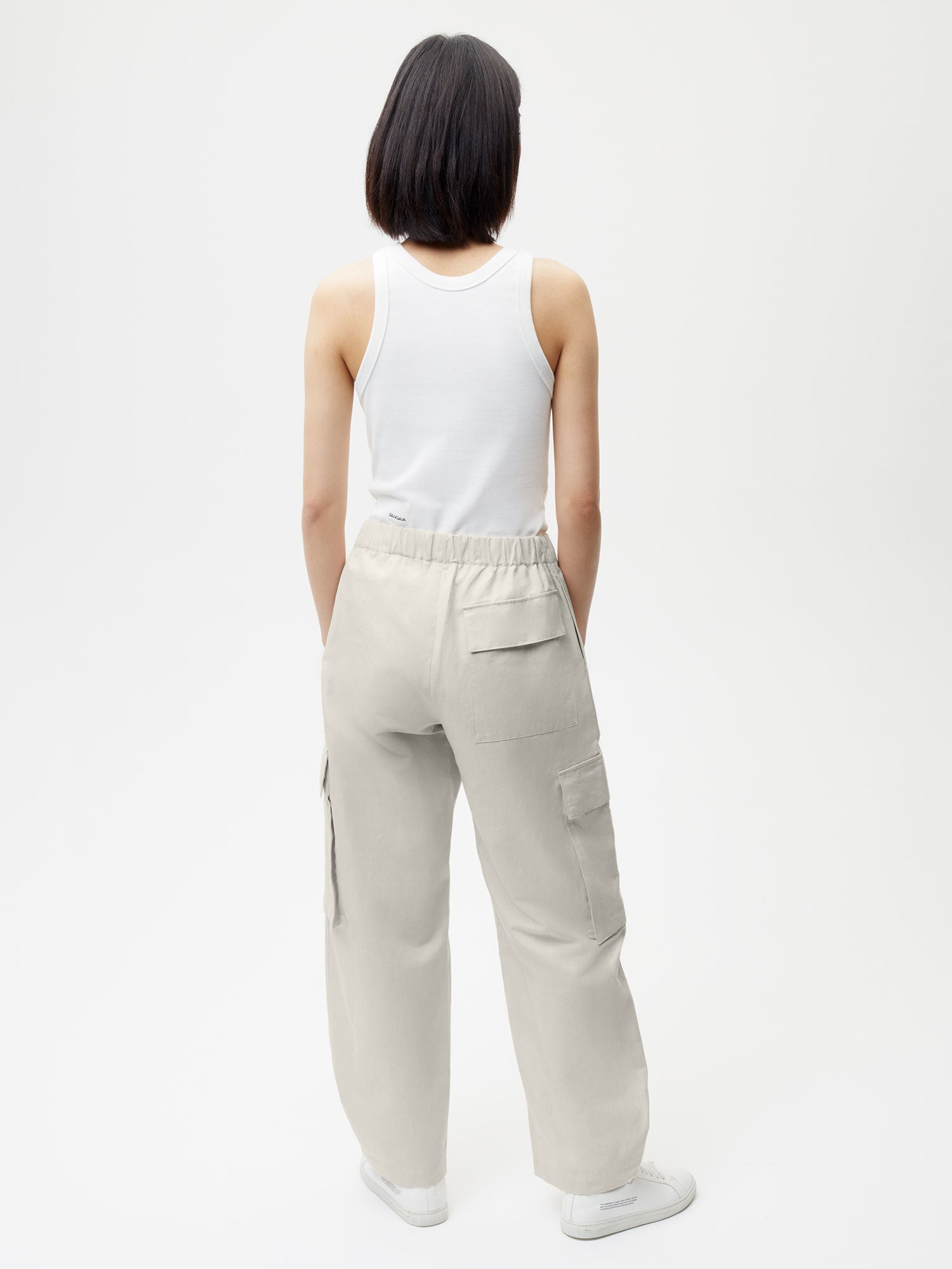Womens Organic Cotton Linen Cargo Pants - Limestone - 3