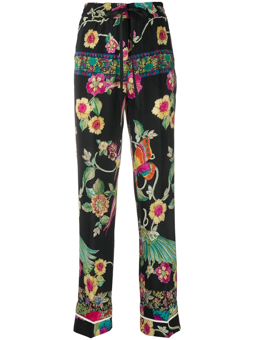 floral straight-leg trousers - 1