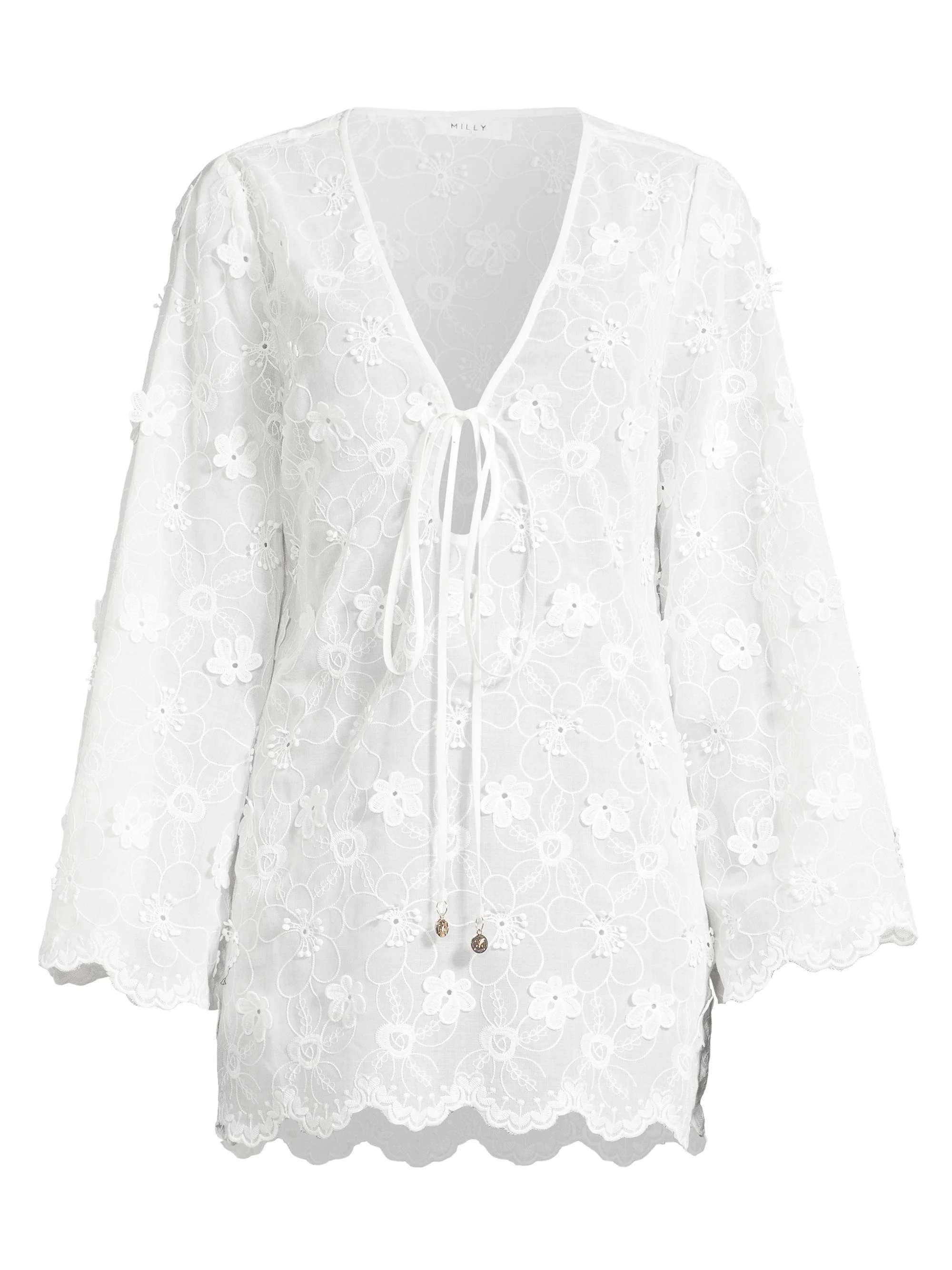 Women's Viara Floral-Appliqué Cover-Up - White - 1