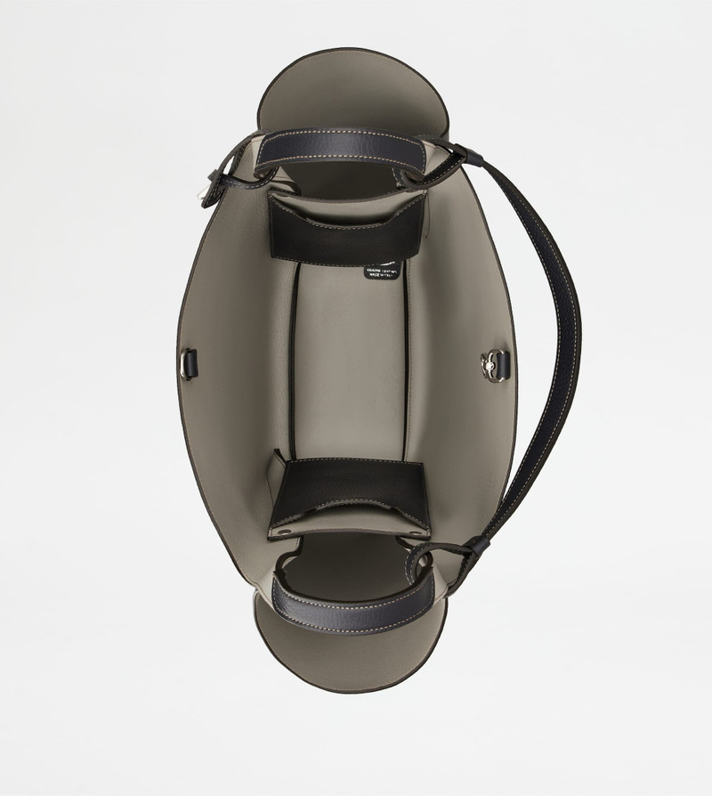 BUCKET BAG IN LEATHER MEDIUM - BLUE, GREY 3