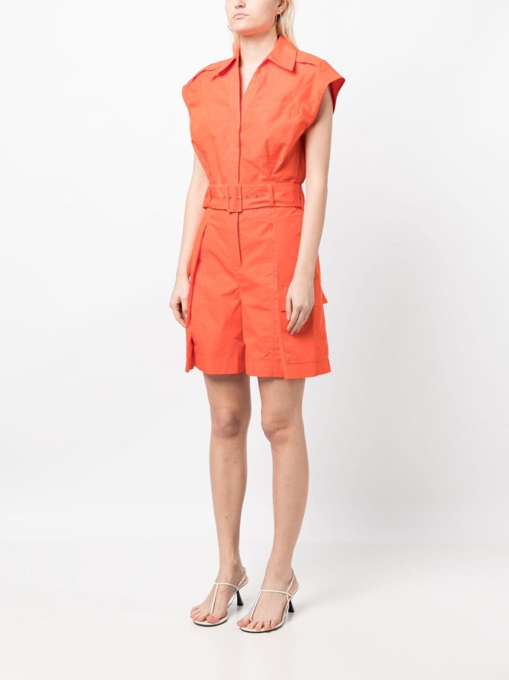 sleeveless belted-waist playsuit - 3