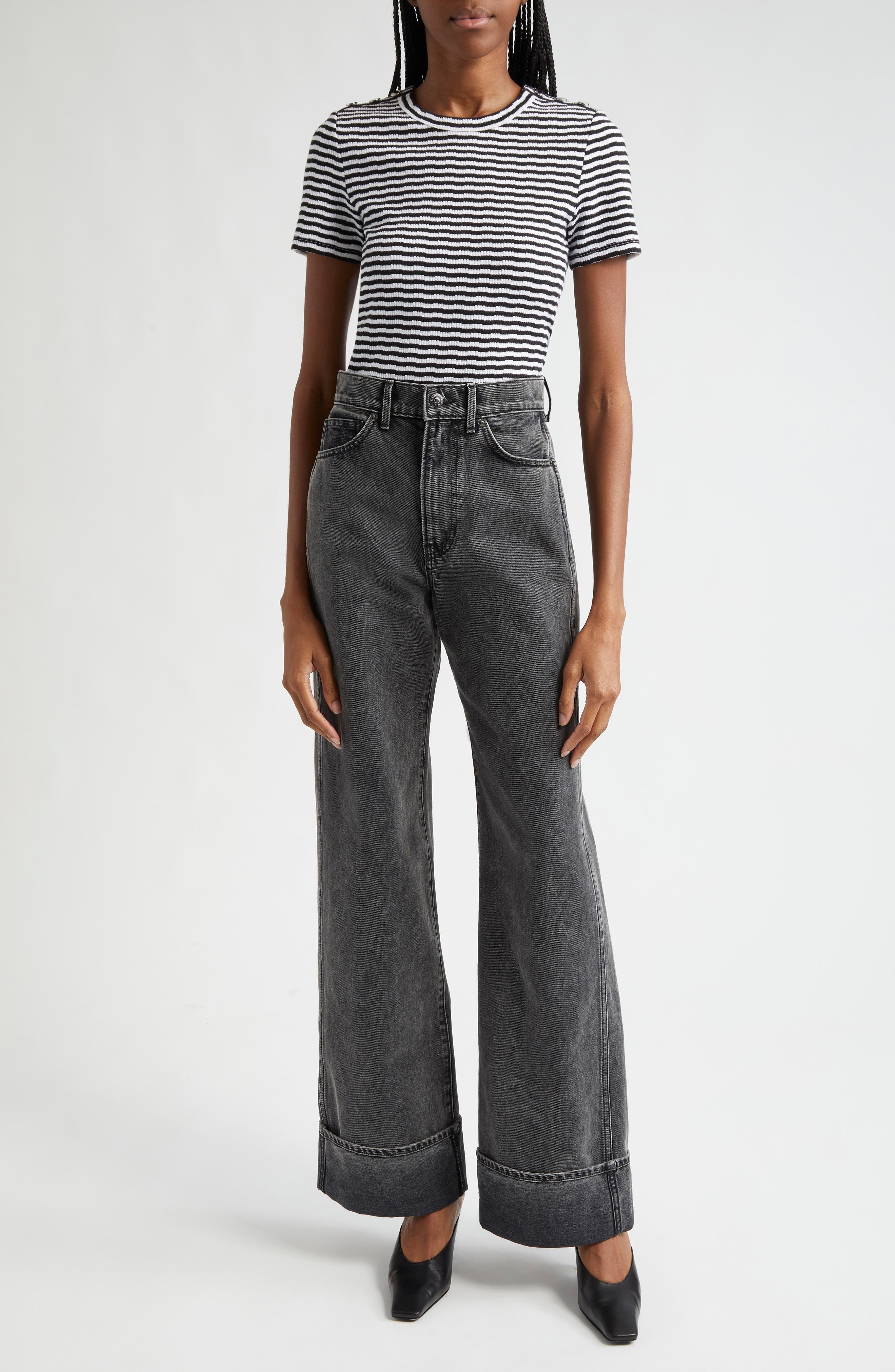Veronica Beard Taylor High Waist Wide Leg Jeans in Stoned Washed Onyx at Nordstrom - 2