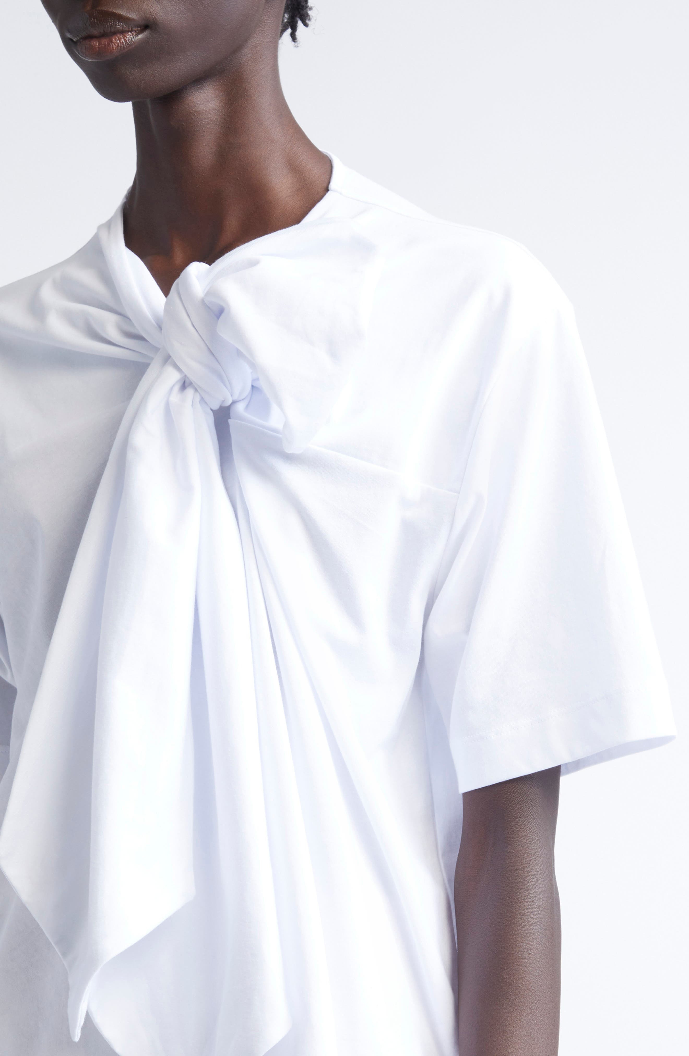 Dries Van Noten Hebitta Bow Neck Short Sleeve T-Shirt in White at Nordstrom - 5