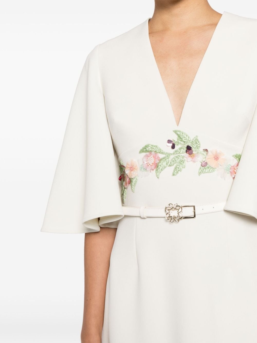 floral-appliquÃ© midi dress - 5