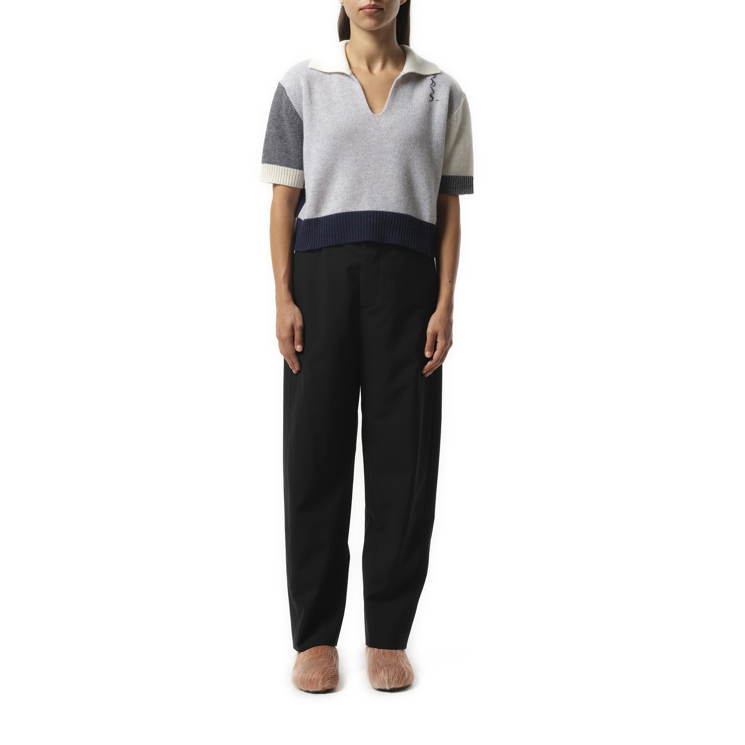 V Neck Boxy Sweater in Sodium - 4
