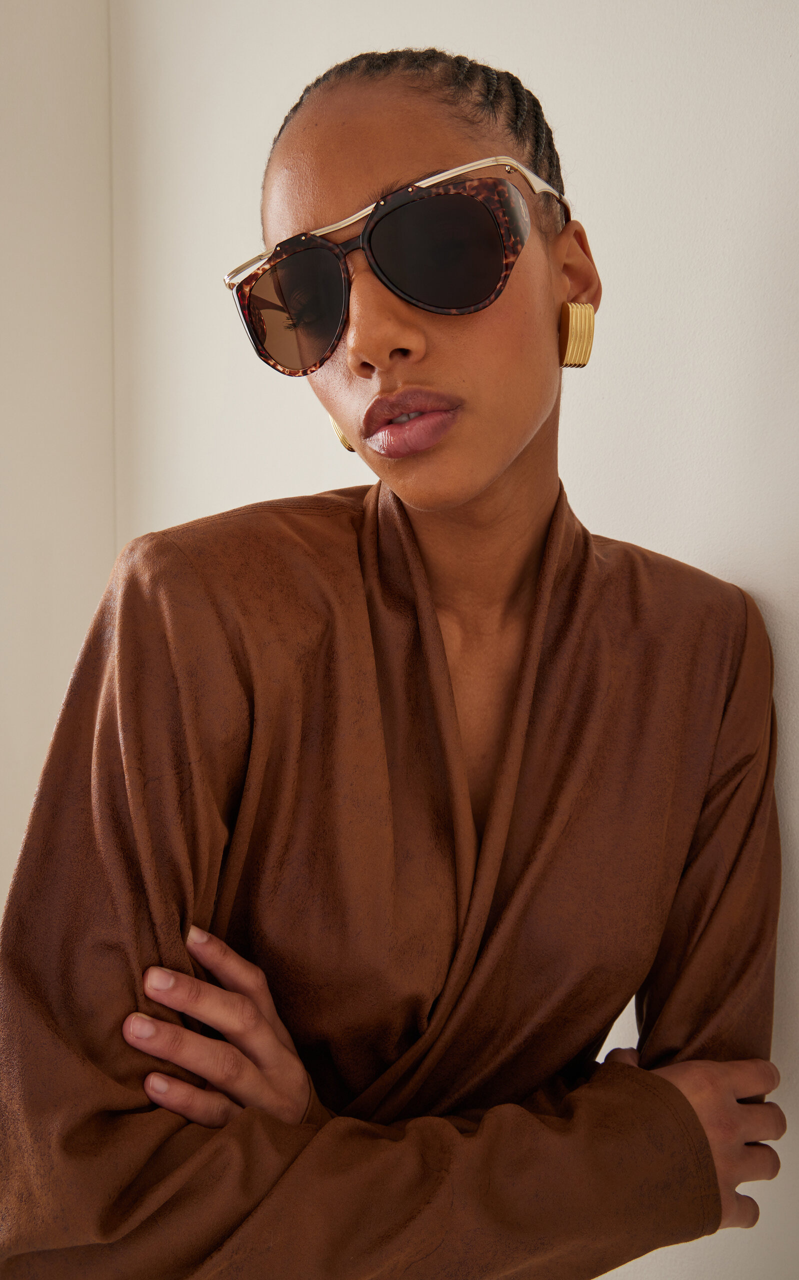 Amelia Aviator Metal Sunglasses brown - 2