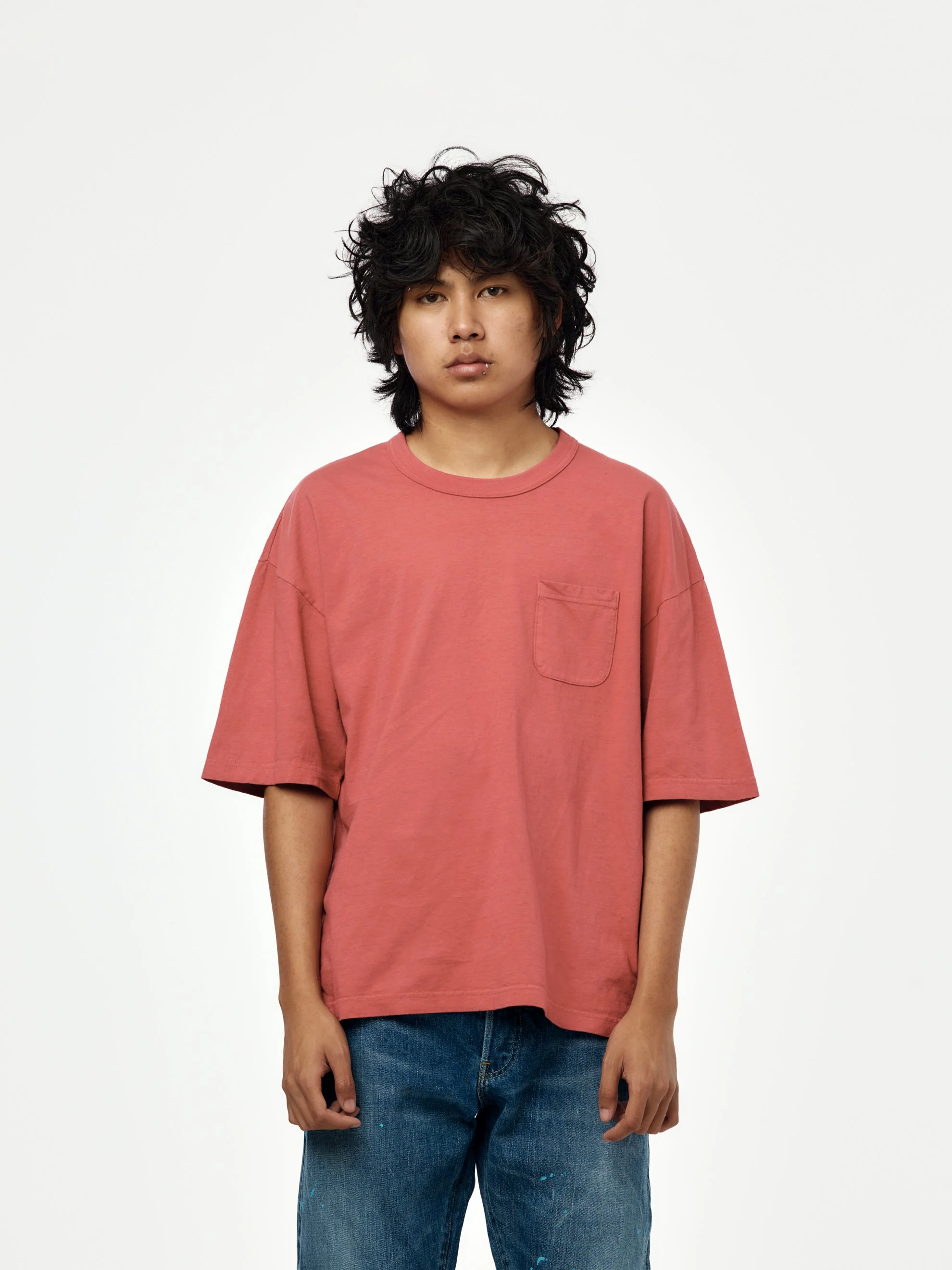 MONDO TEE S/S DMGD (RED) - 1