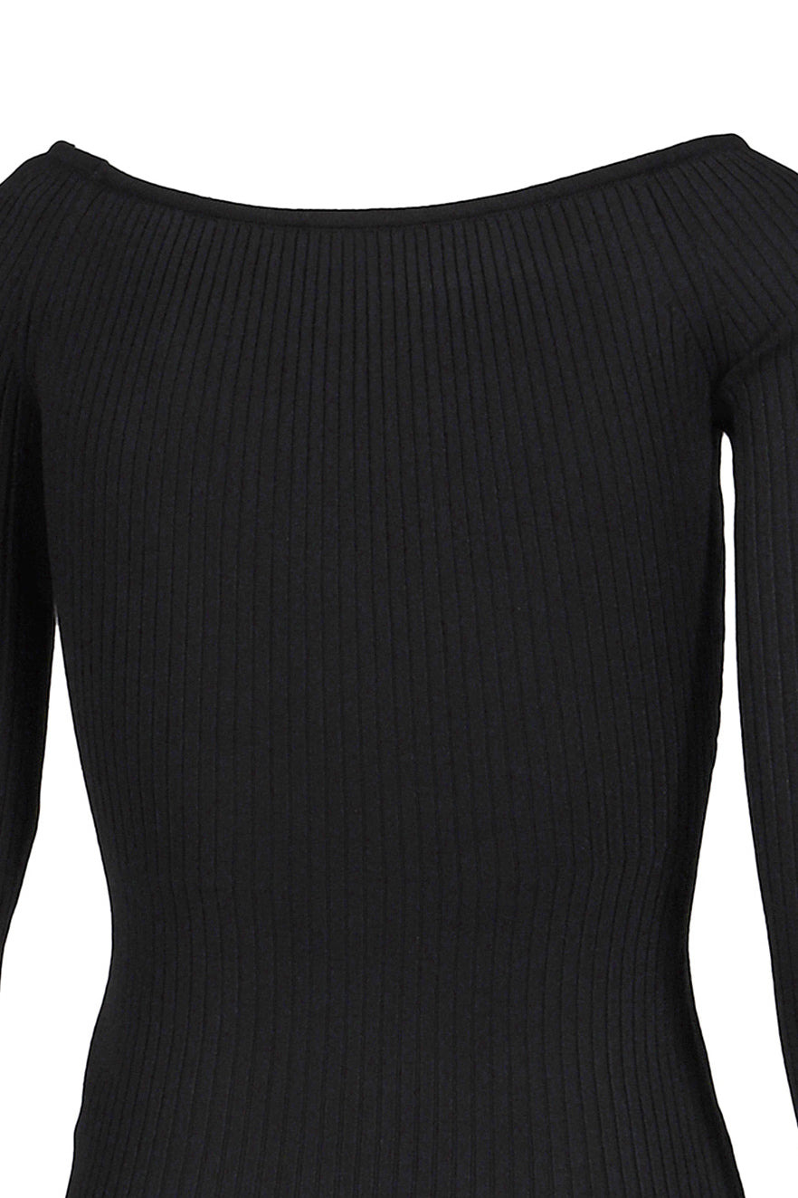 OFF SHOULDER RIB KNIT TOP / BLK - 5