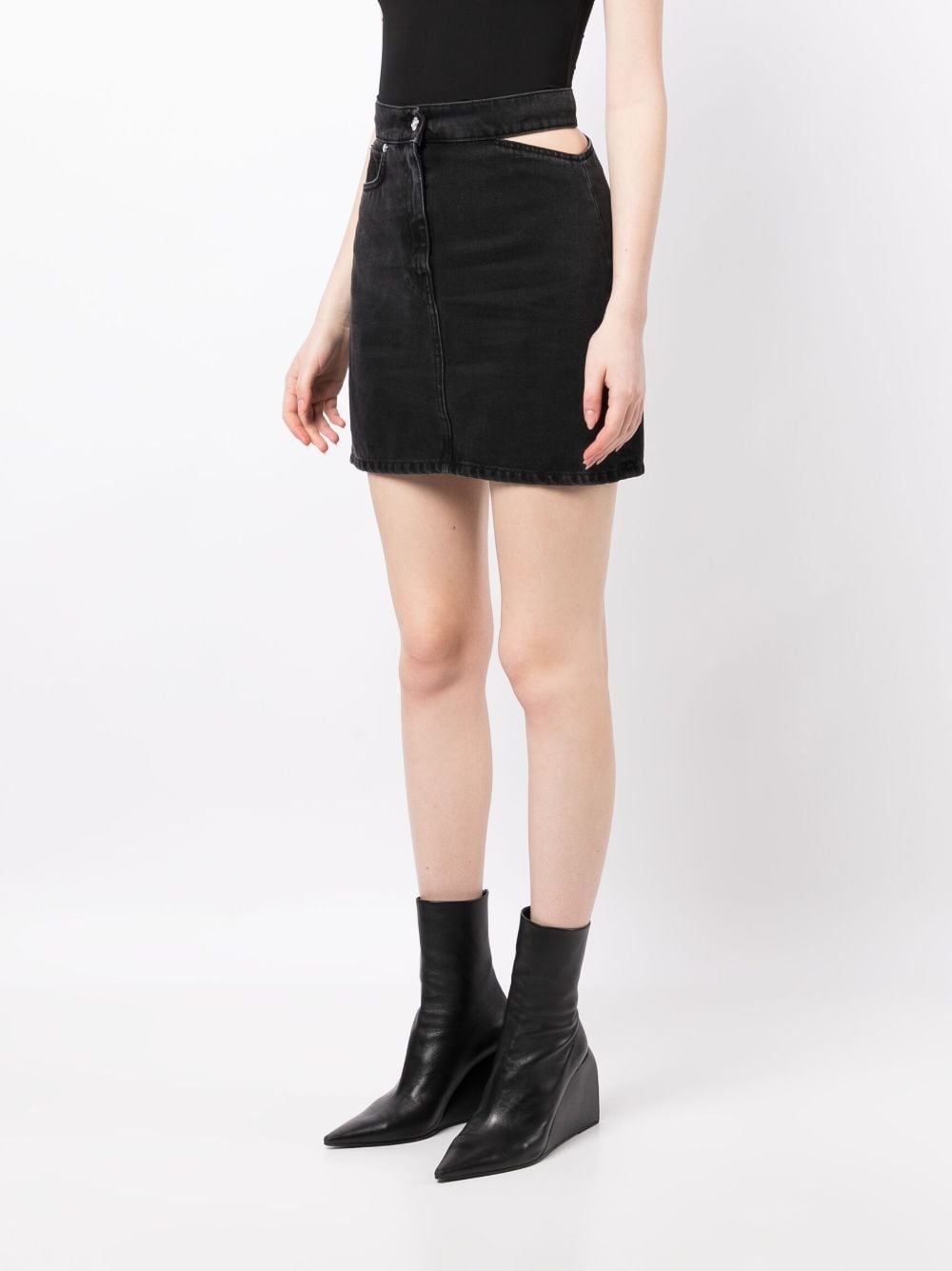 cut-out denim mini skirt - 3