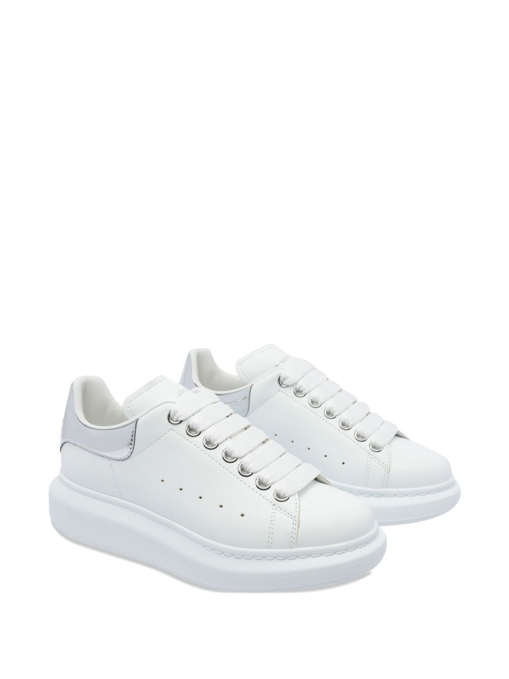 metallic-panel leather sneakers - 2