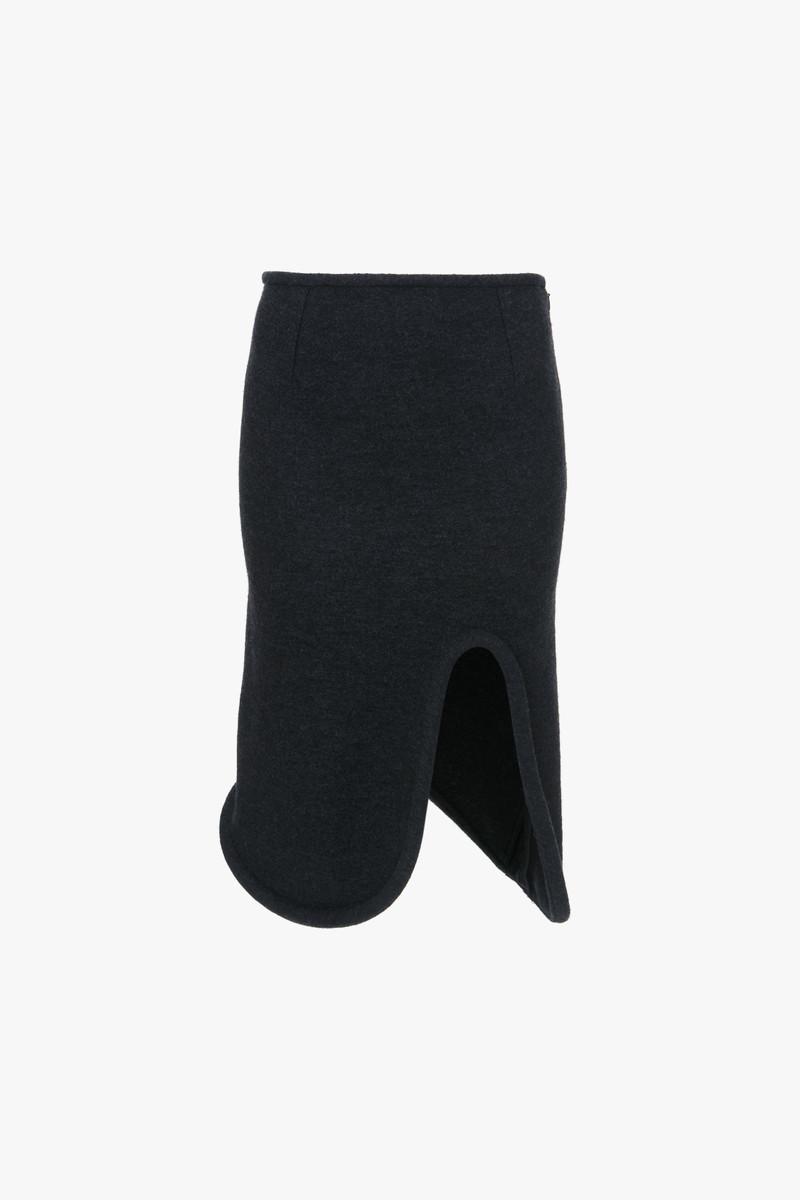 Padded Tube Detail Skirt In Charcoal - 1