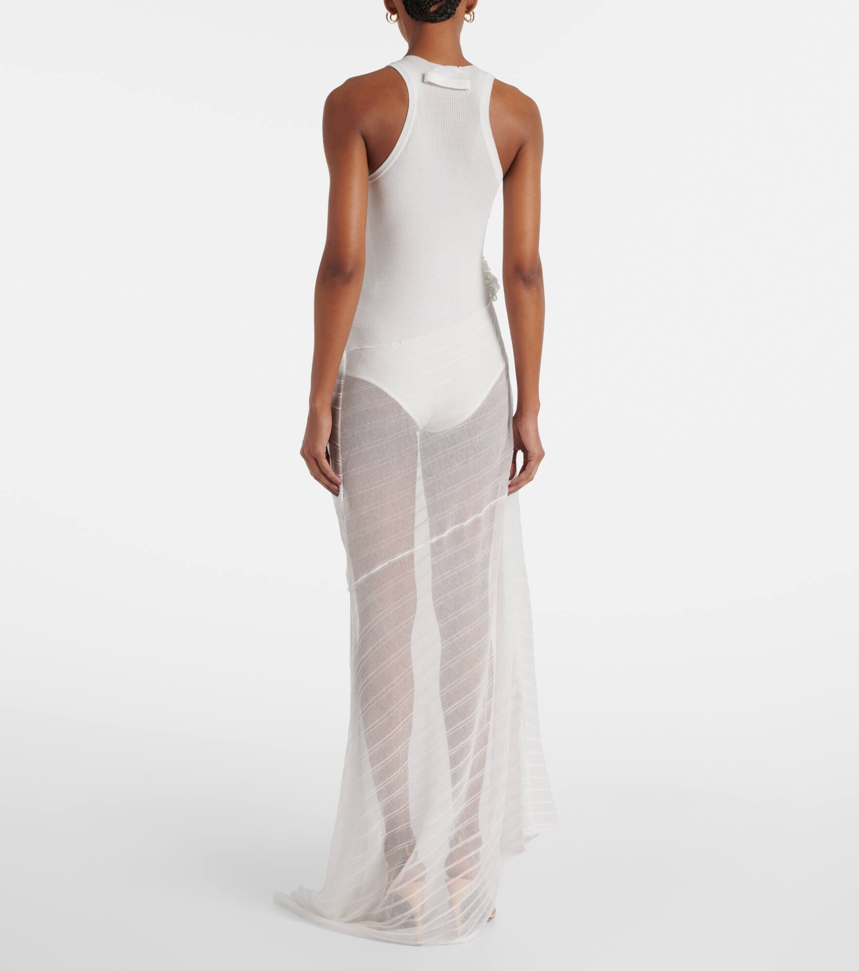 Gathered cotton-blend maxi dress - 3
