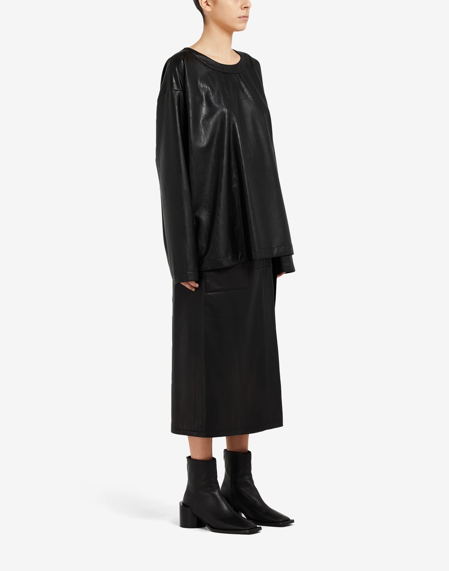Oversized faux leather sweatshirt - 3