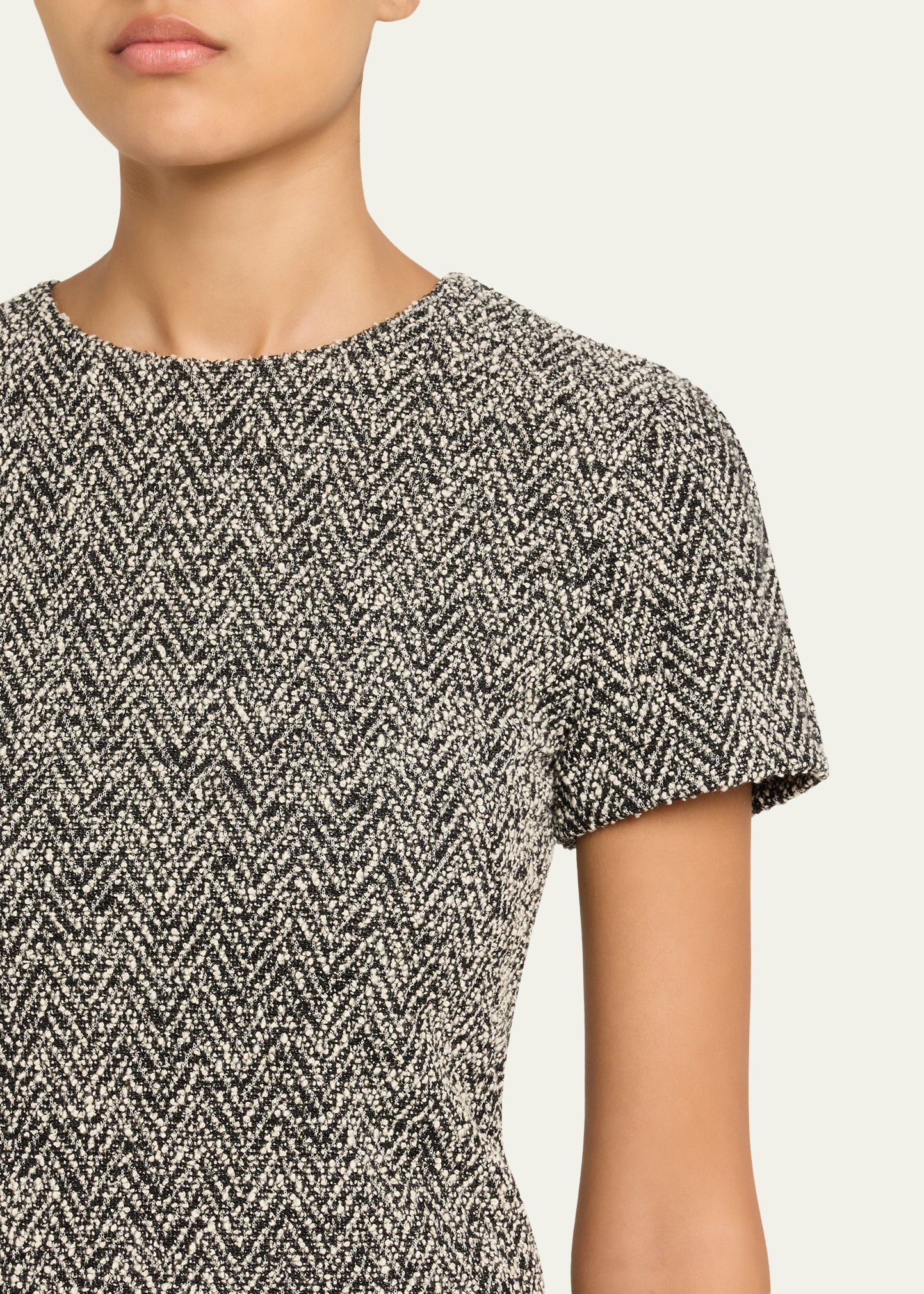 Boucle Jersey Short-Sleeve Midi Dress - 5
