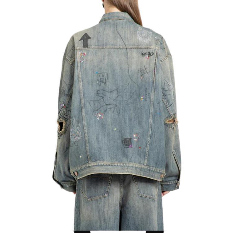 Balenciaga Graffiti Denim Jacket 'Light Blue' 721708TOW664036 - 3