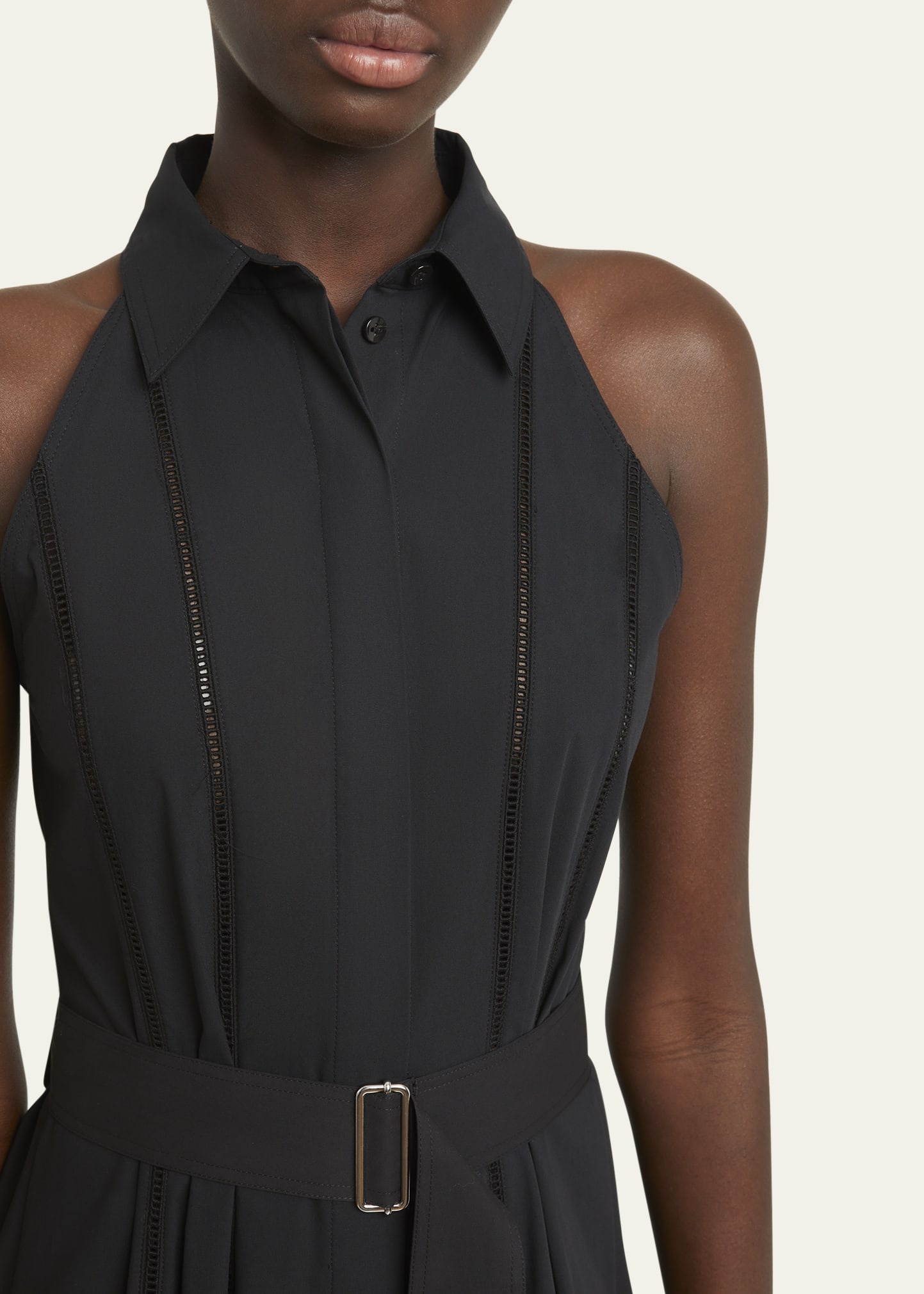 Dorothy Belted Ladder Stitch Poplin Midi Dress - 5