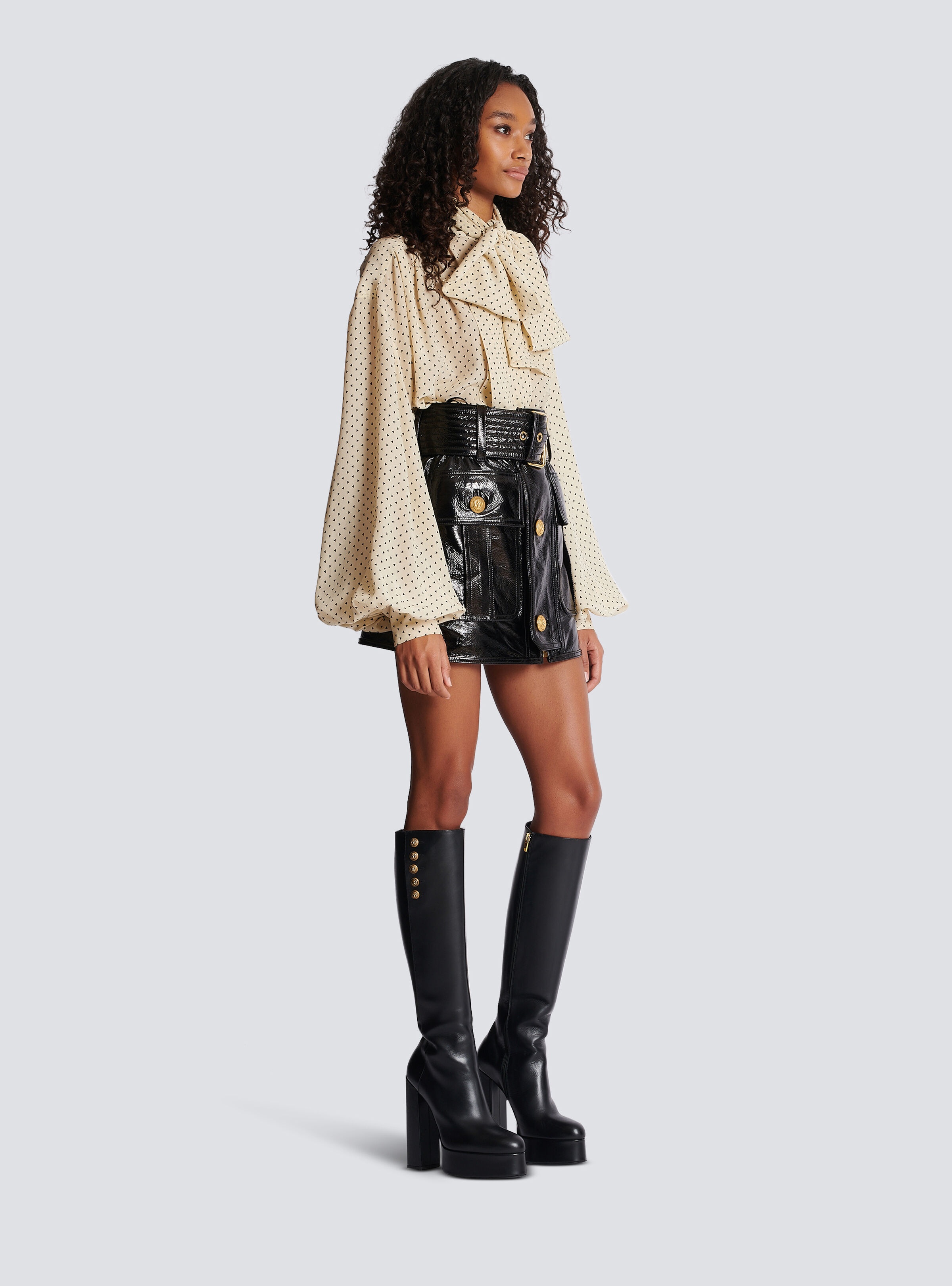 Short patent leather skirt - 3