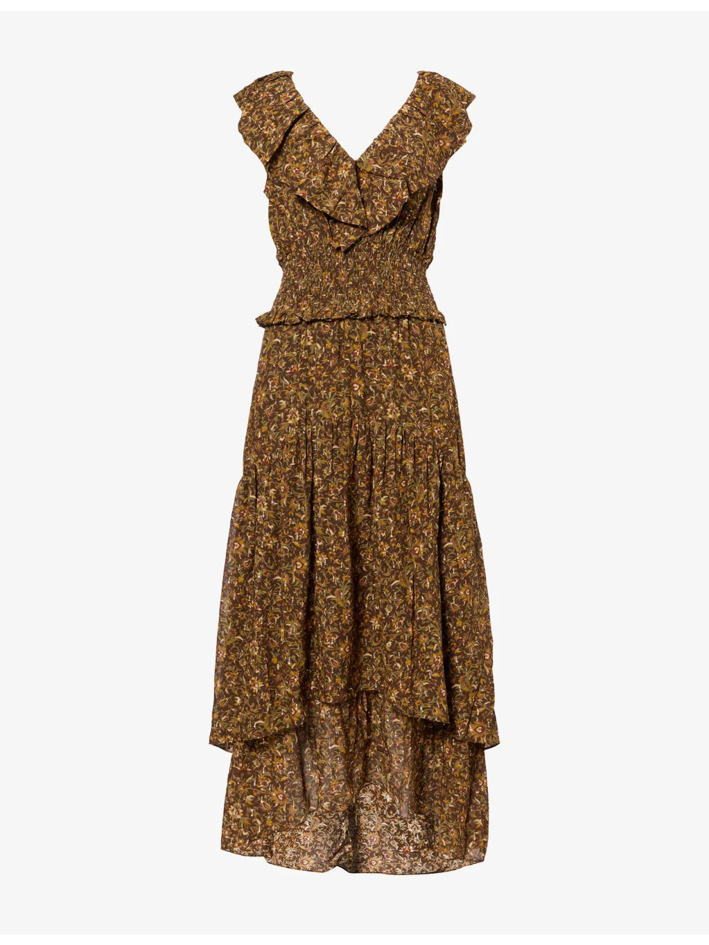 Kiana Ruffled Silk-Blend Midi Dress - 1