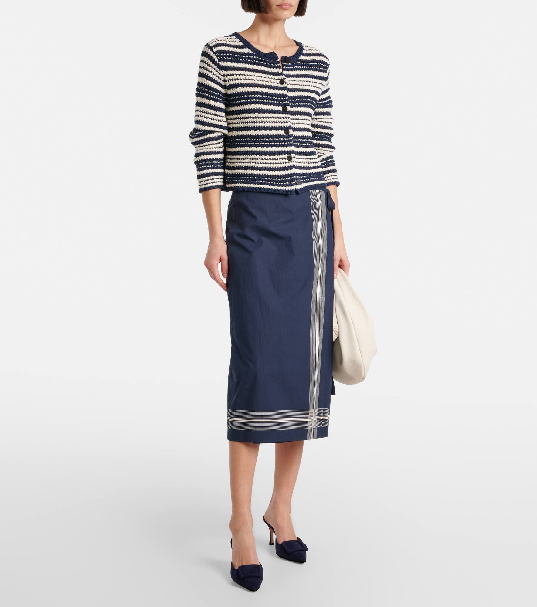 Open-knit striped cotton cardigan - 2