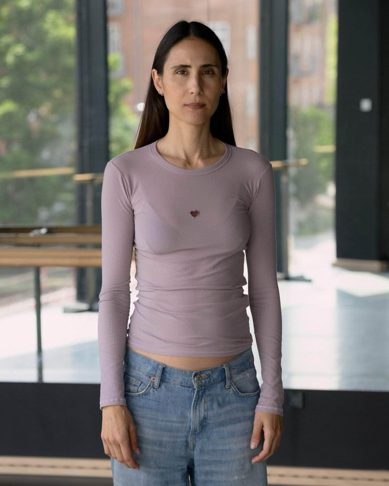 Heart Long Sleeve Tee - Fine Organic Cotton Rib 1