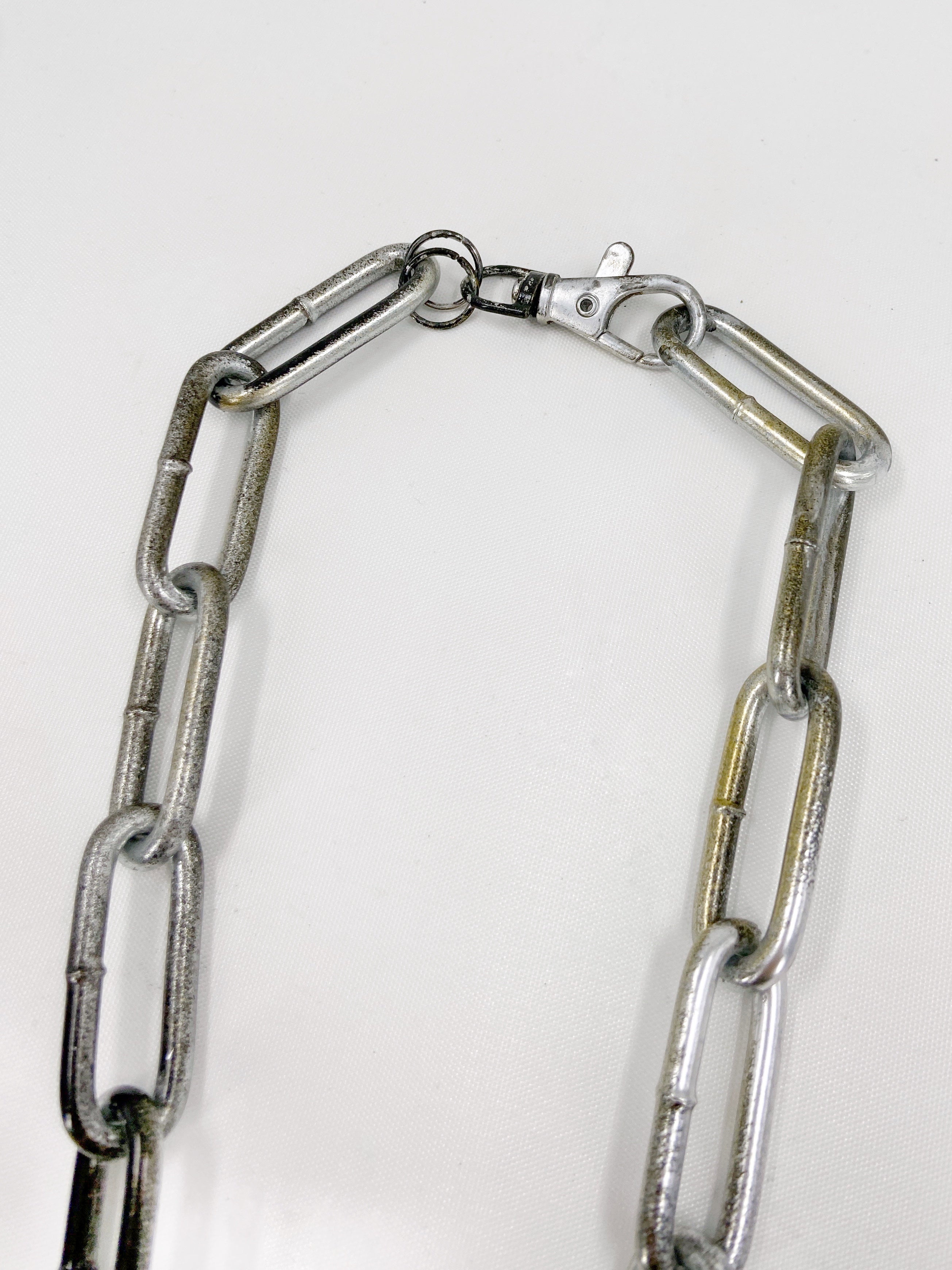 Jean Paul Gaultier 90S Sample 1/1 XXL Silver Crucifix Cross Bull Skull Spiked Chain Necklace - 18