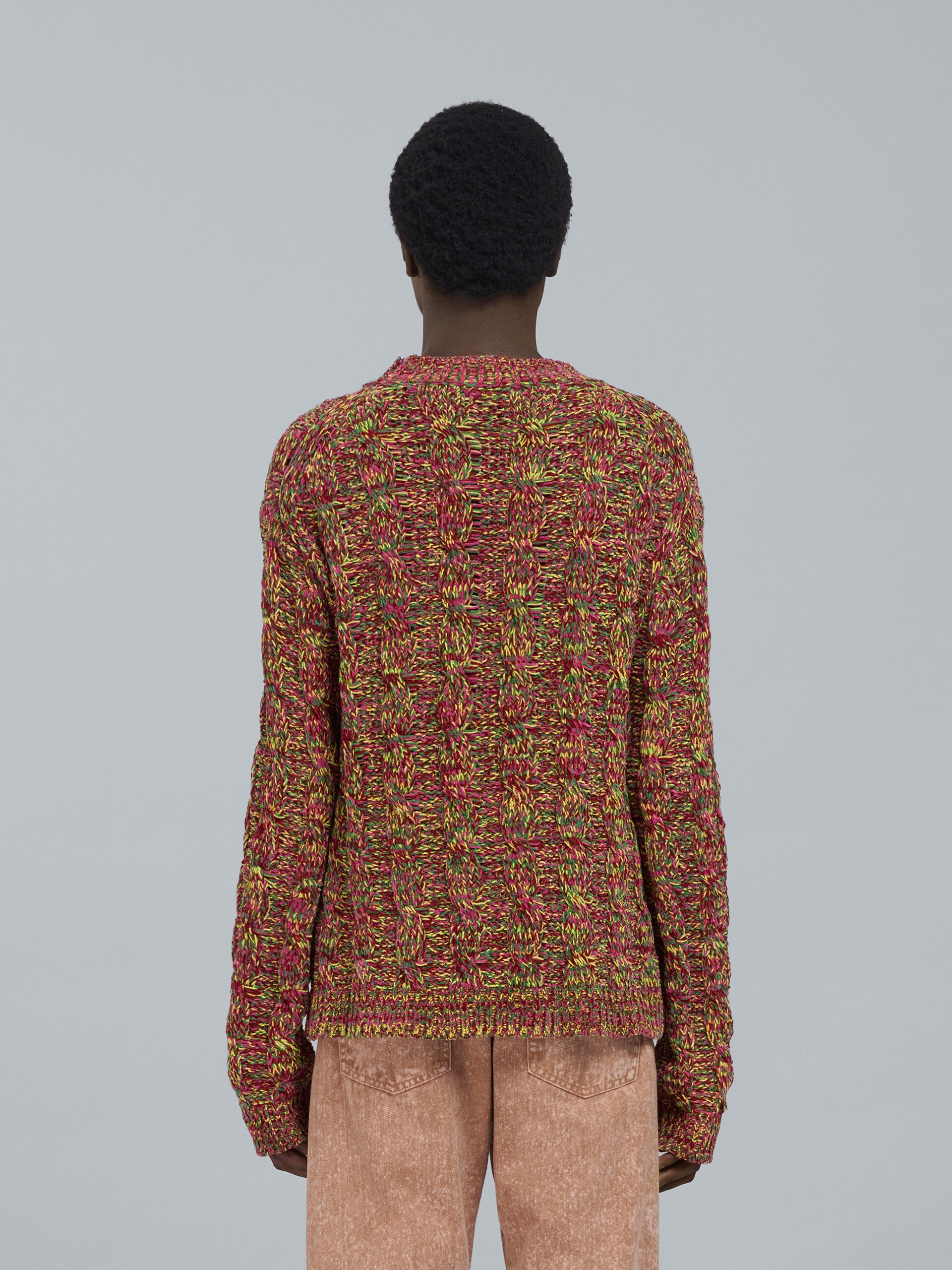 VISCOSE AND COTTON CHENILLE CREWNECK SWEATER - 3