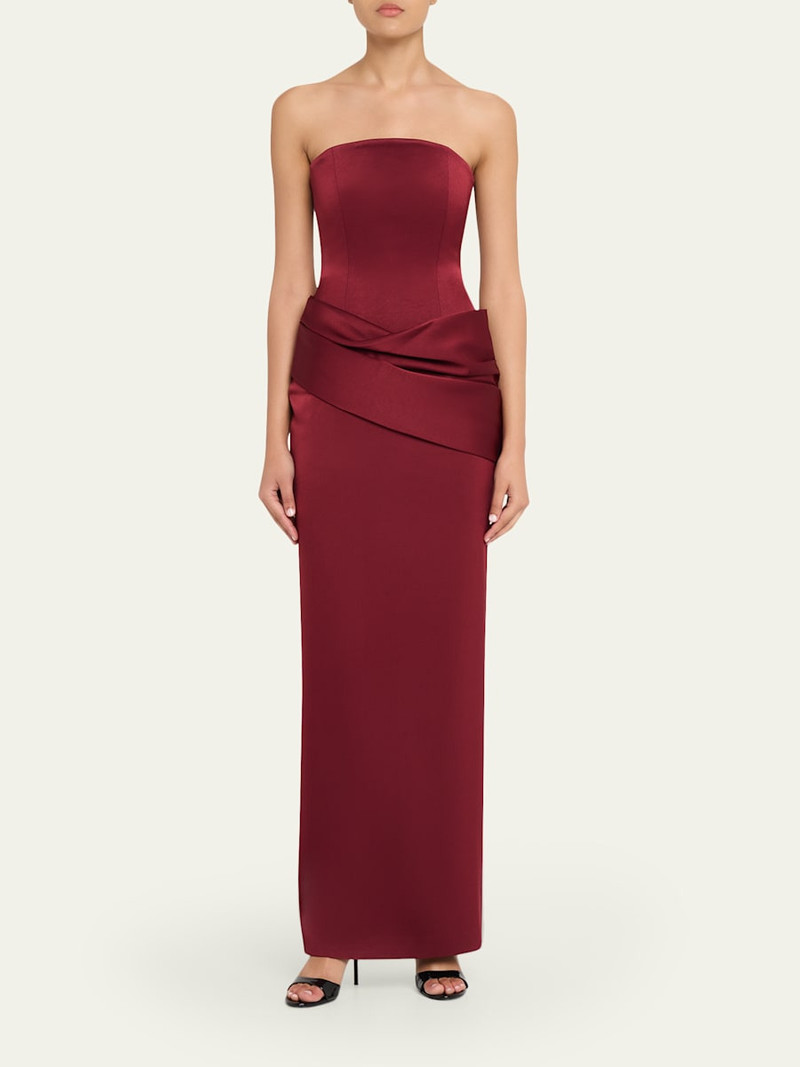 ALEX PERRY Strapless Corset Draped Column Gown outlook