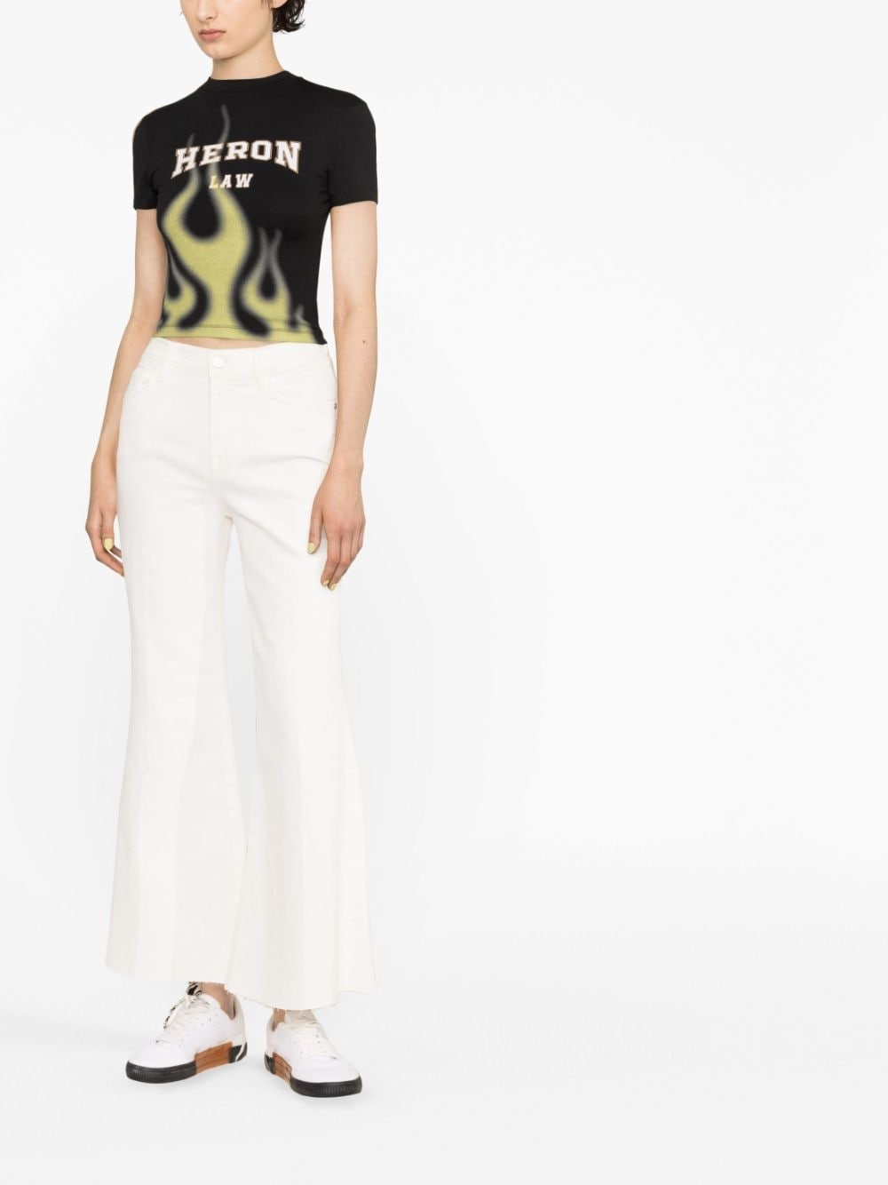 flared cropped cotton jeans - 2