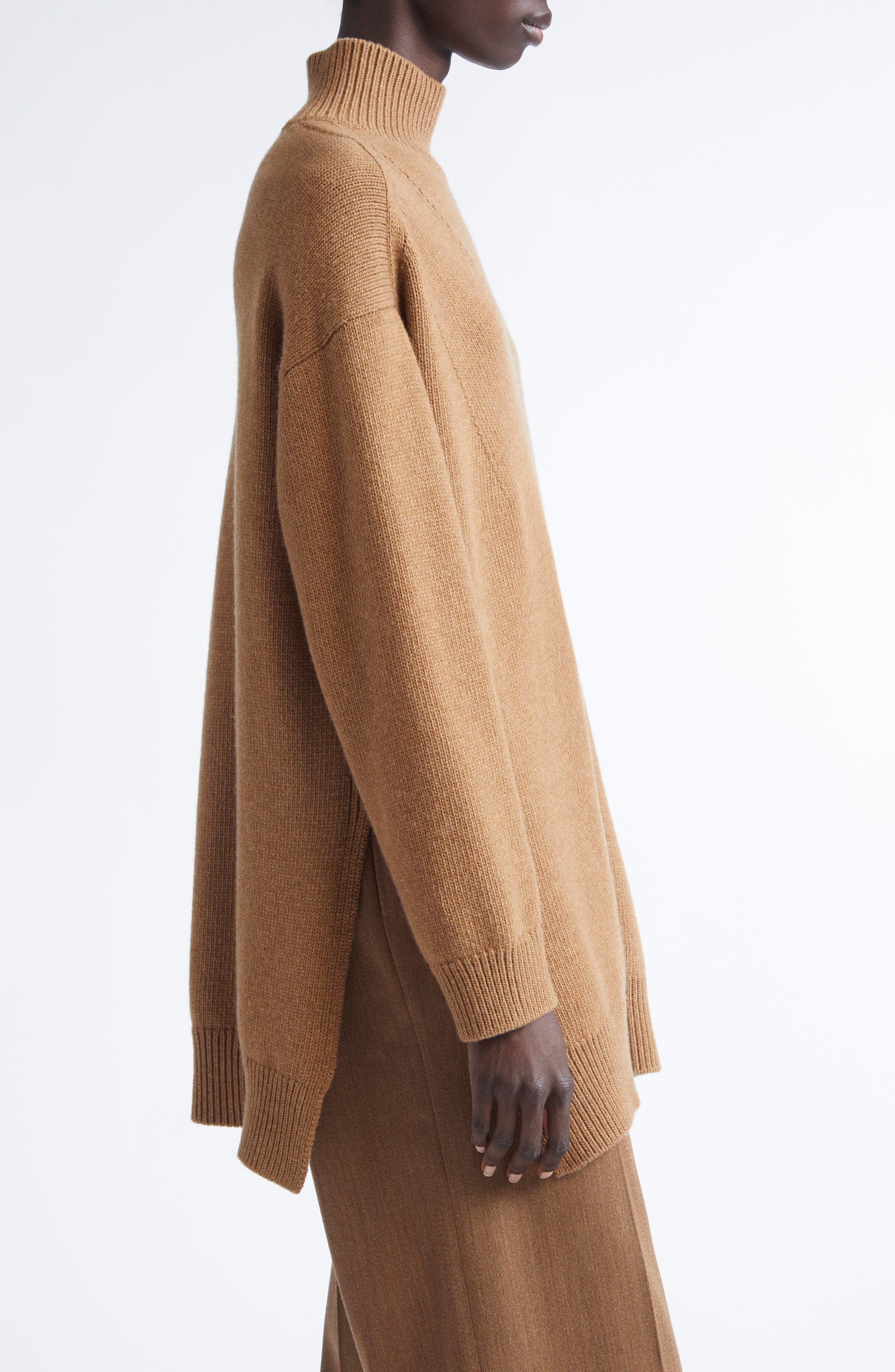 FFORME Loletta Boyfriend Wool & Cashmere Sweater in Camel Melange at Nordstrom - 4