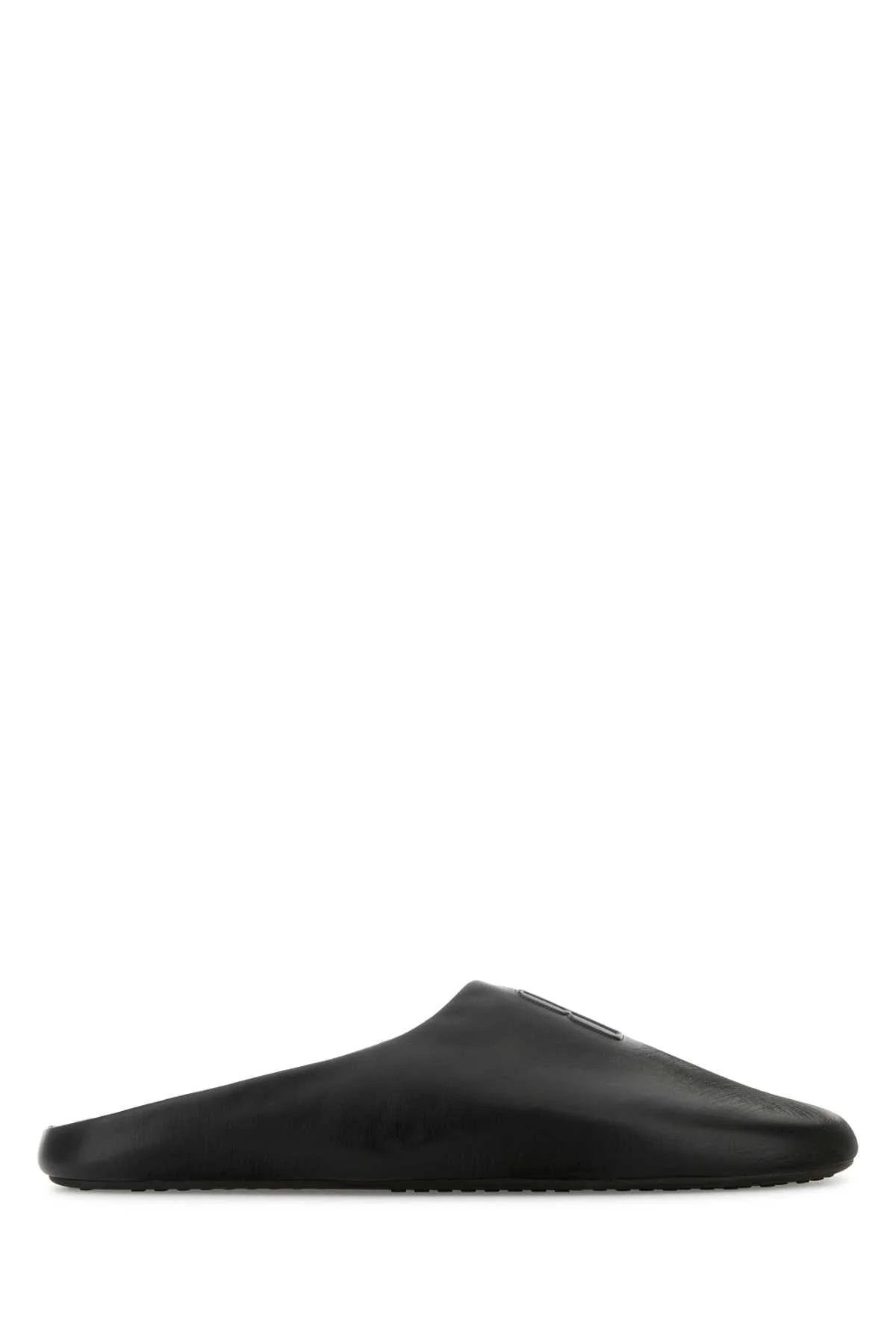Balenciaga Men Black Leather Chã¢Teau Slippers - 1