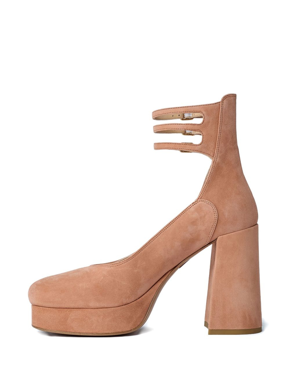 100mm straps leather pumps - 4