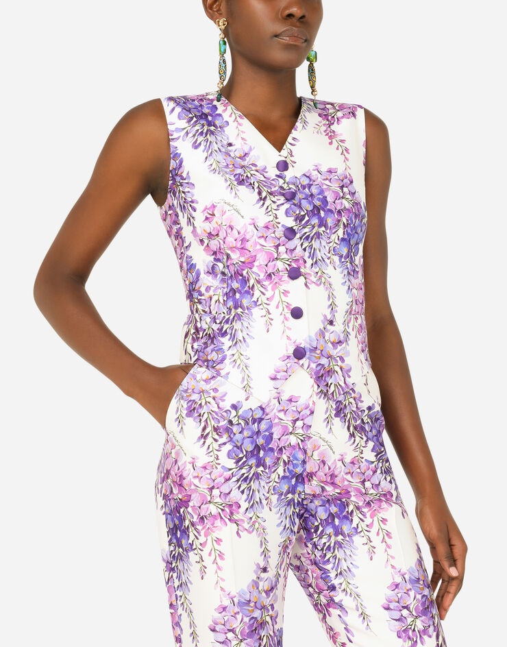 Wisteria-print Mikado vest - 4