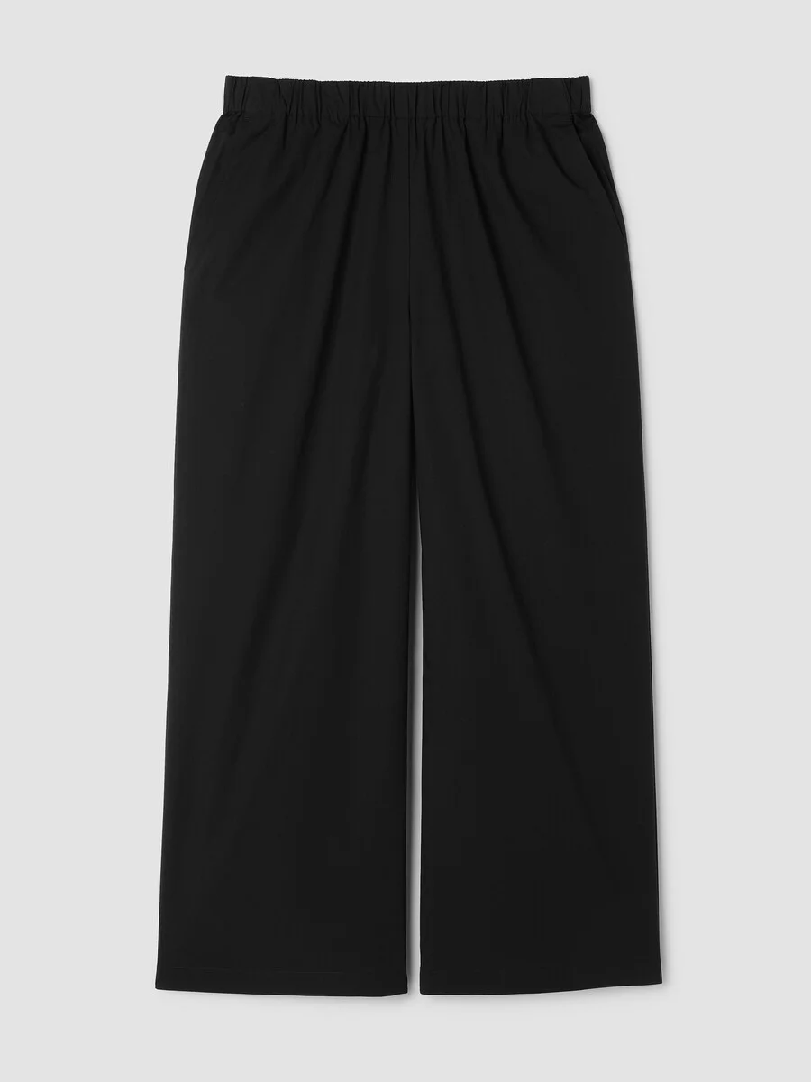 Stretch Organic Cotton Poplin Wide-Leg Pant - 1