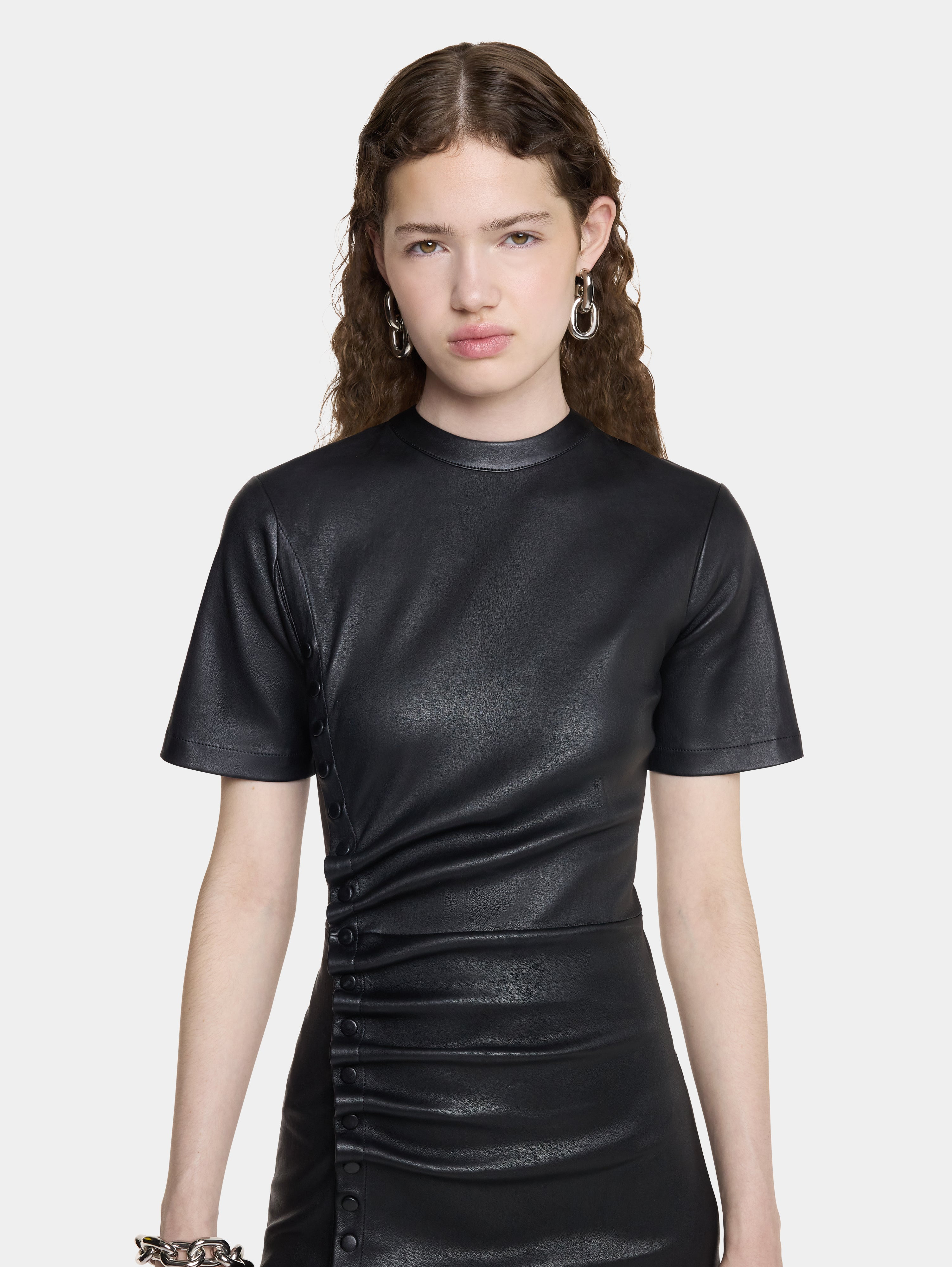 SHORT GATHERED DRESS IN LAMBSKIN - 2