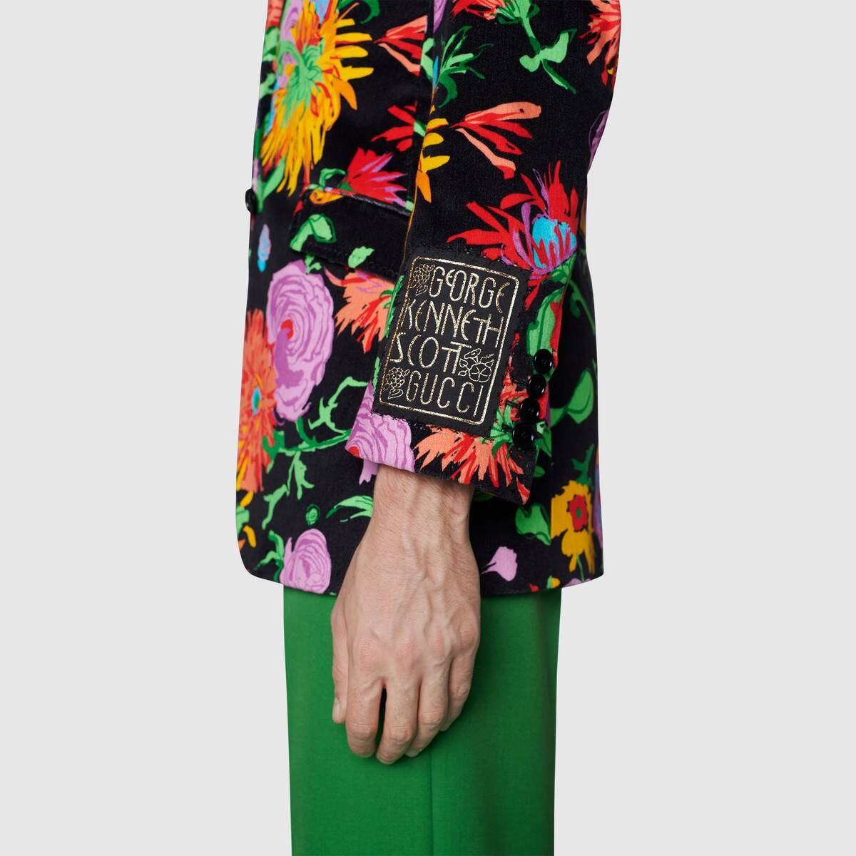 Ken Scott print velvet jacket  - 8