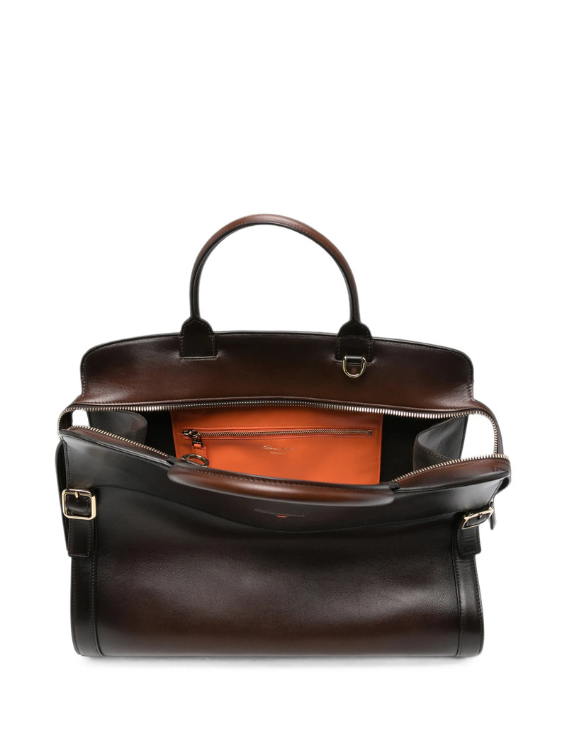 Santoni Burnished Leather Tote Bag 3